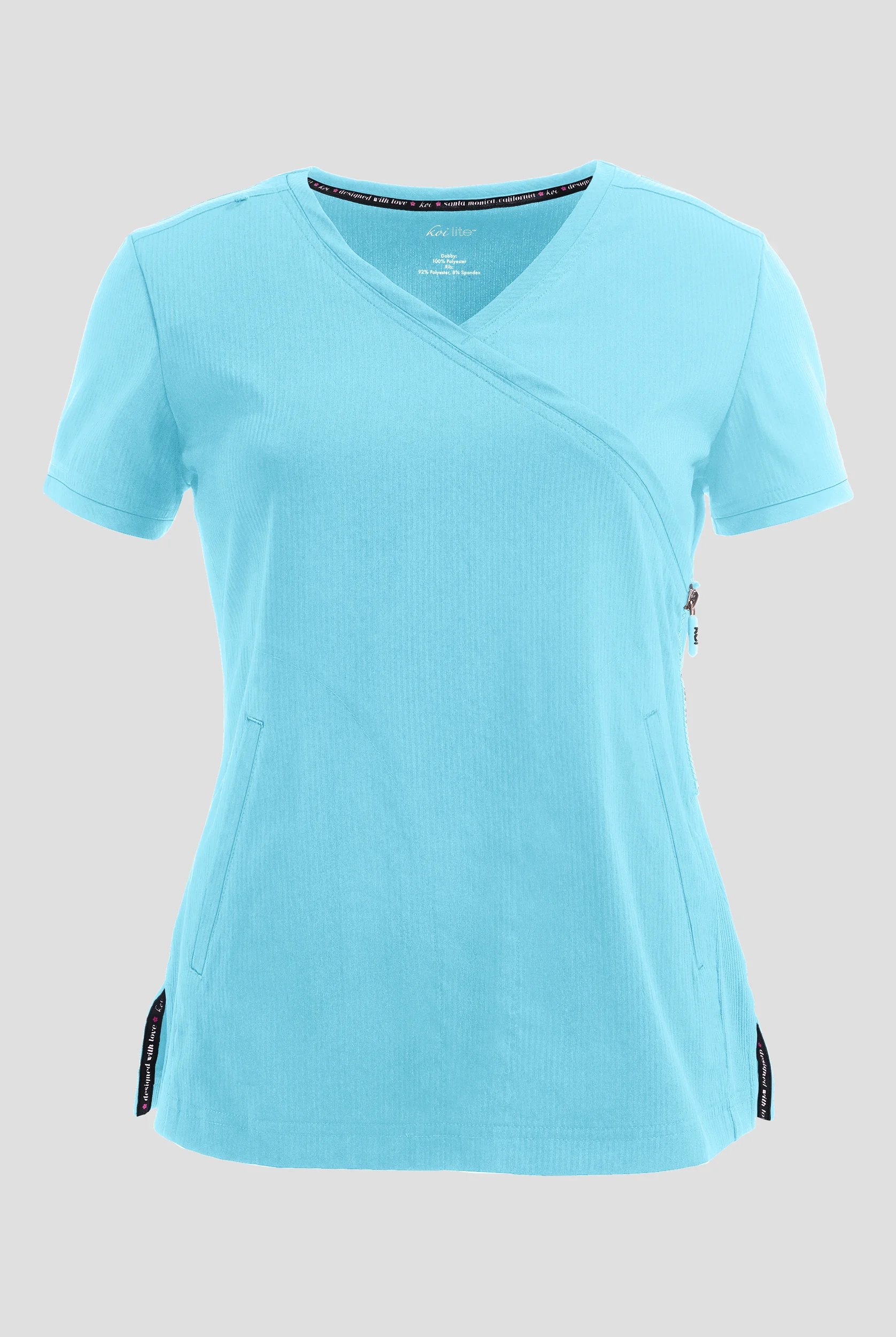koi Lite&trade; Philosophy Women's 3-Pocket Mock Wrap Side Zipper Scrub Top