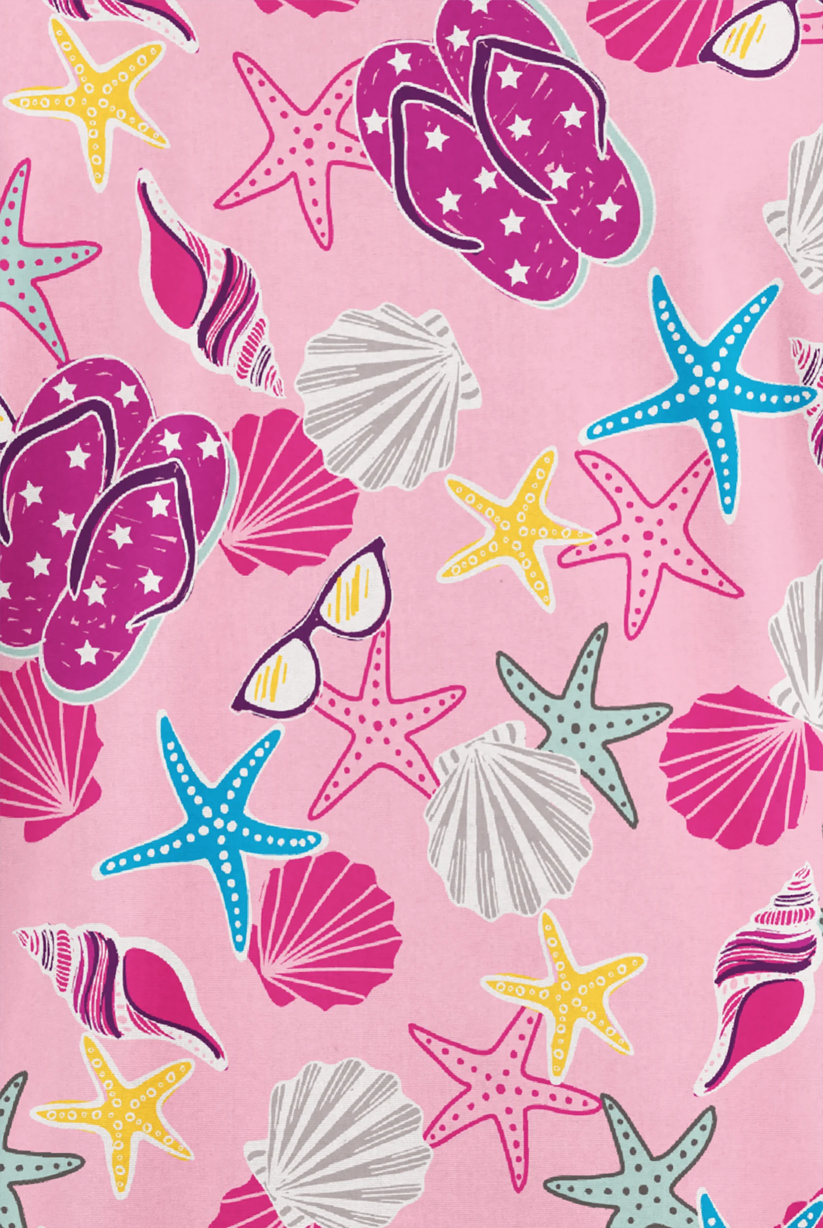 Butter-Soft Originals Walk On The Beach Blush Women's 2-Pocket V-Neck Print Scrub Top