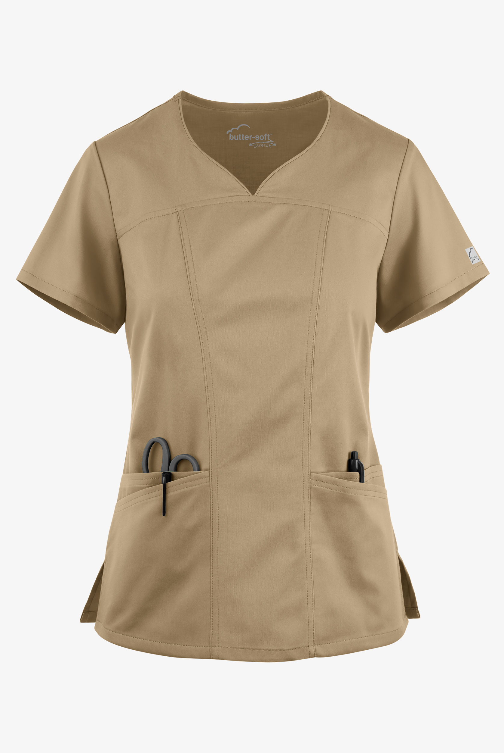 Butter-Soft STRETCH Women's 4-Pocket Sweetheart Neck Scrub Top