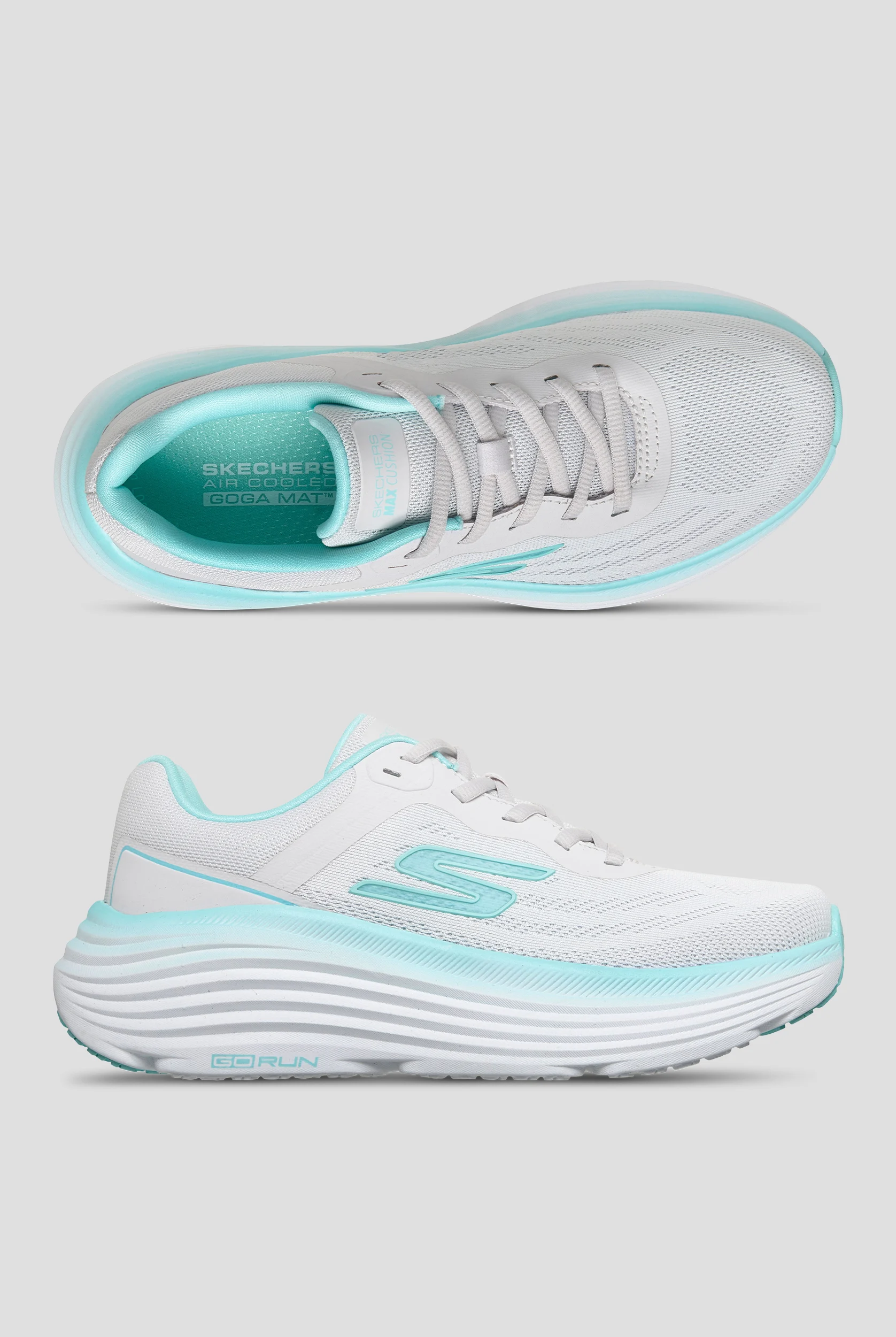 Skechers Performance MAX CUSHIONING ENDEAVOUR - ARDENA Women's White/Aqua Lace Up Athletic Shoe