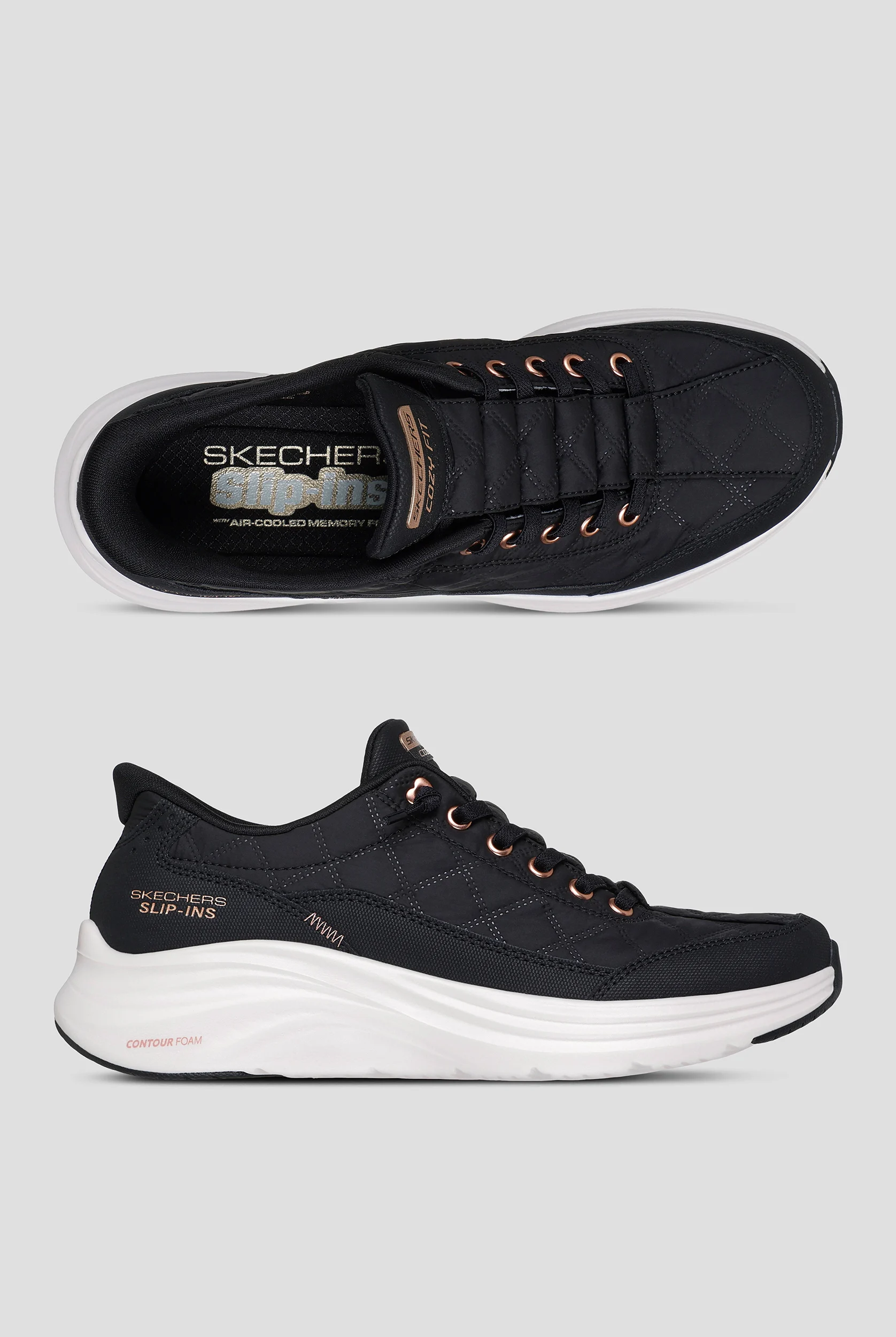 Skechers Sport SKECHERS SLIP-INS: CONTOUR FOAM - COZY Black/Rose Gold Athletic Slip-In Shoes