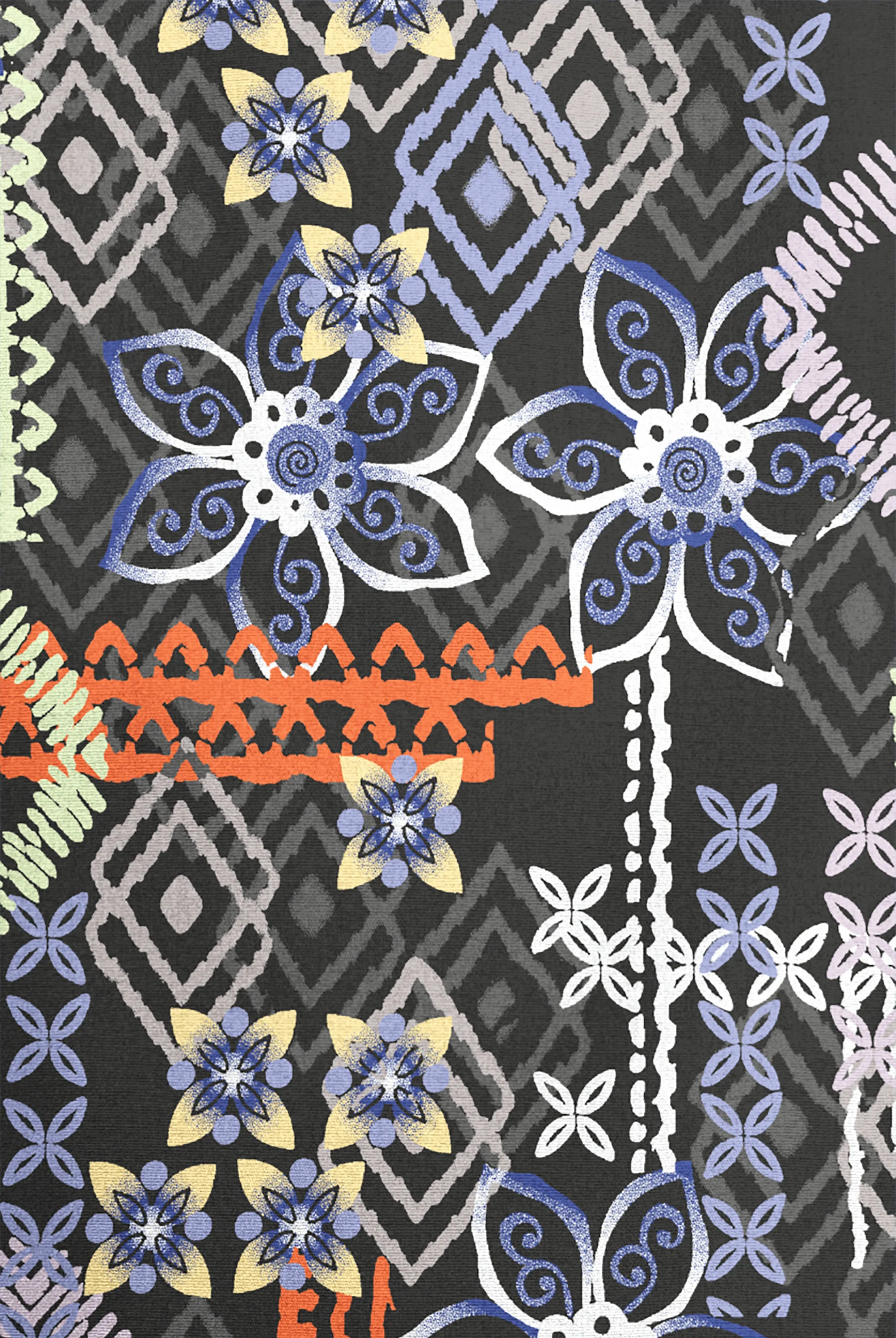 Butter-Soft Originals Floral Batik Women's 4-Pocket Rounded V-Neck Print Scrub Top