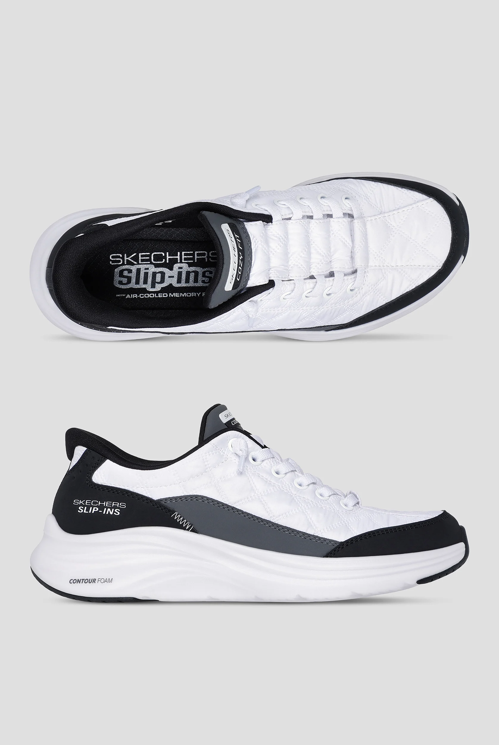 Skechers Performance Women's White Mesh/Black Bungee Slip-in