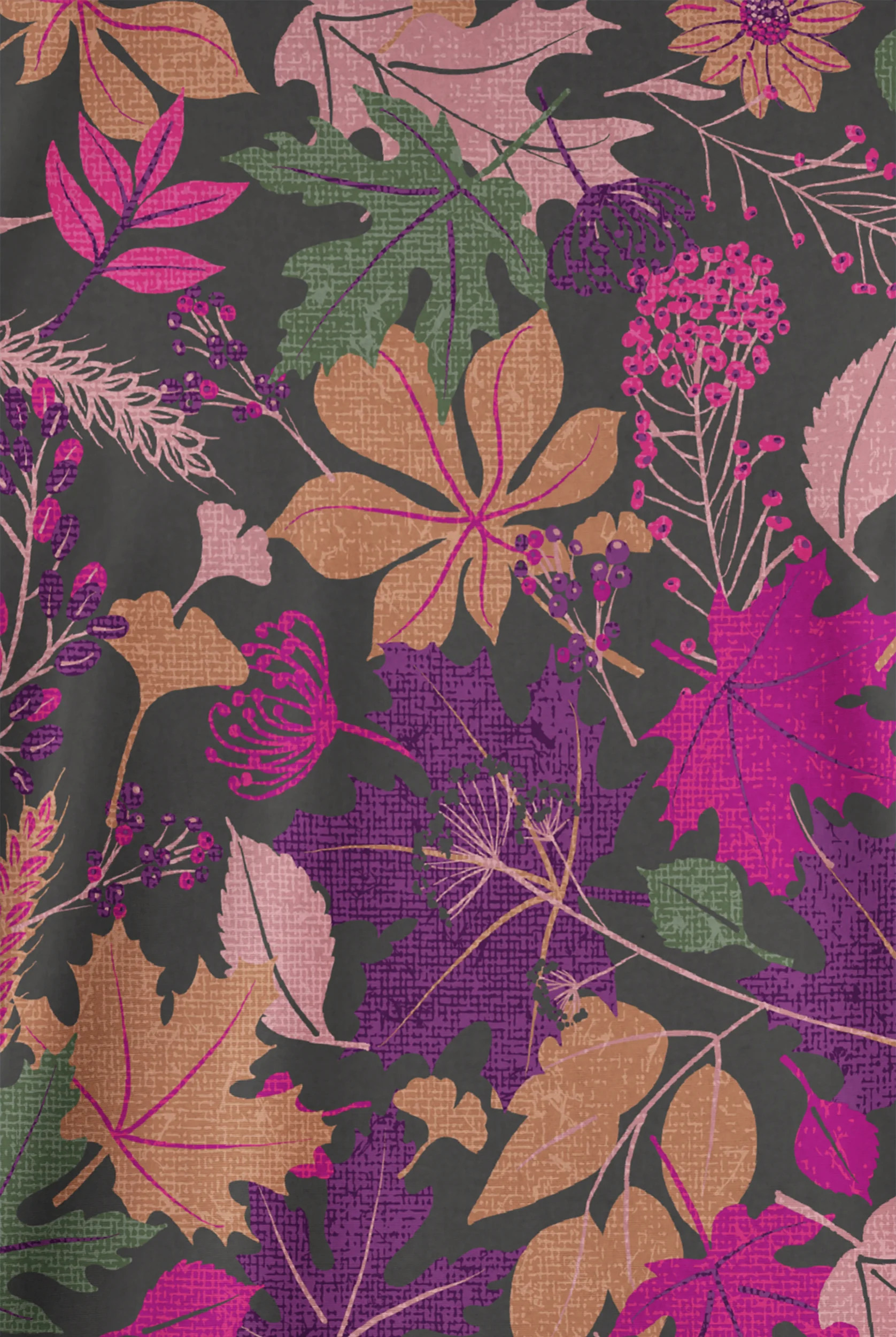 Blusa médica estampada Butter-soft Originals Vermont Leaves Pewter con cuello en V y 2 bolsillos para mujer