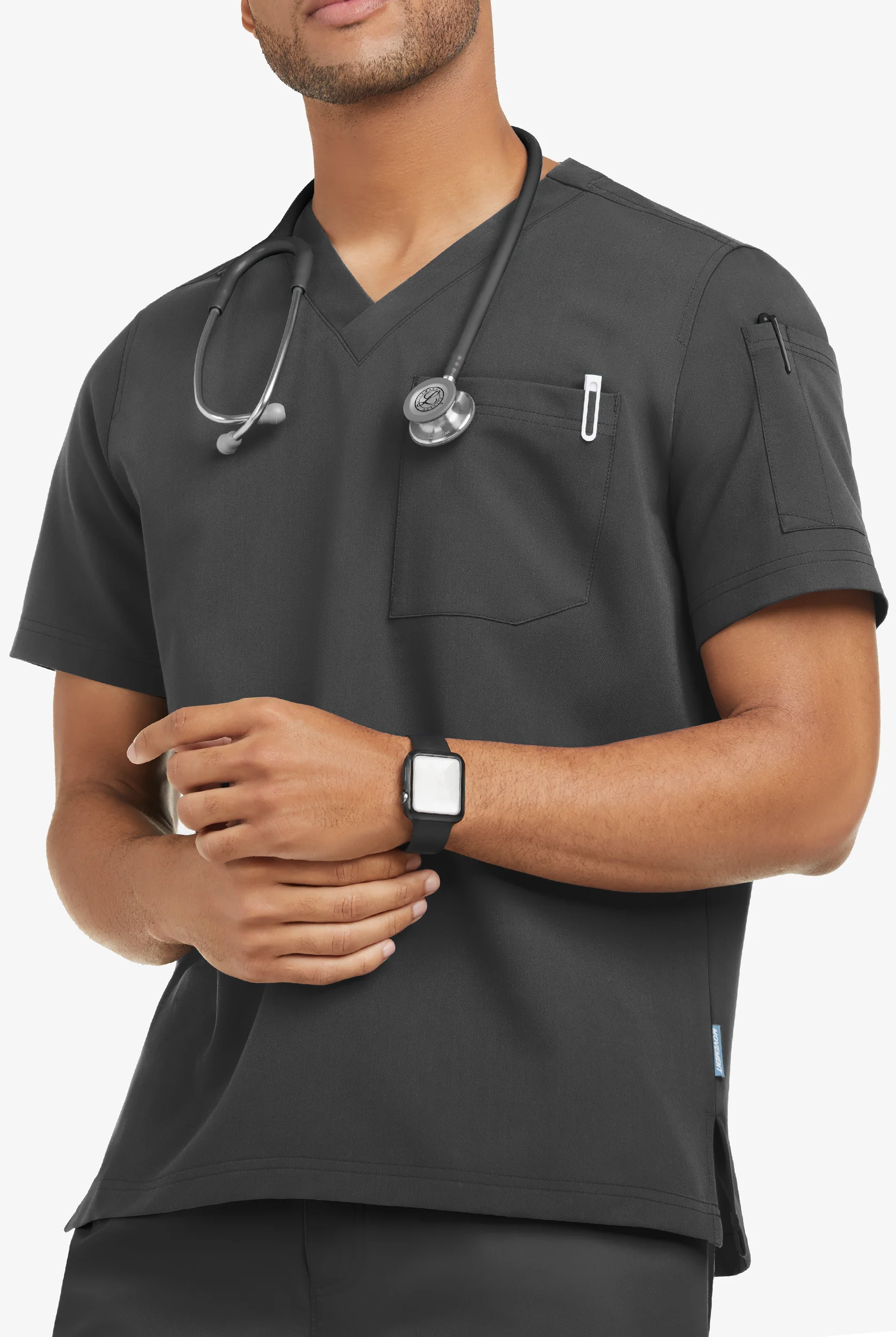 Camisa médica MOVEMENT by Butter-Soft Altair STRETCH con cuello en V y 2 bolsillos para hombre