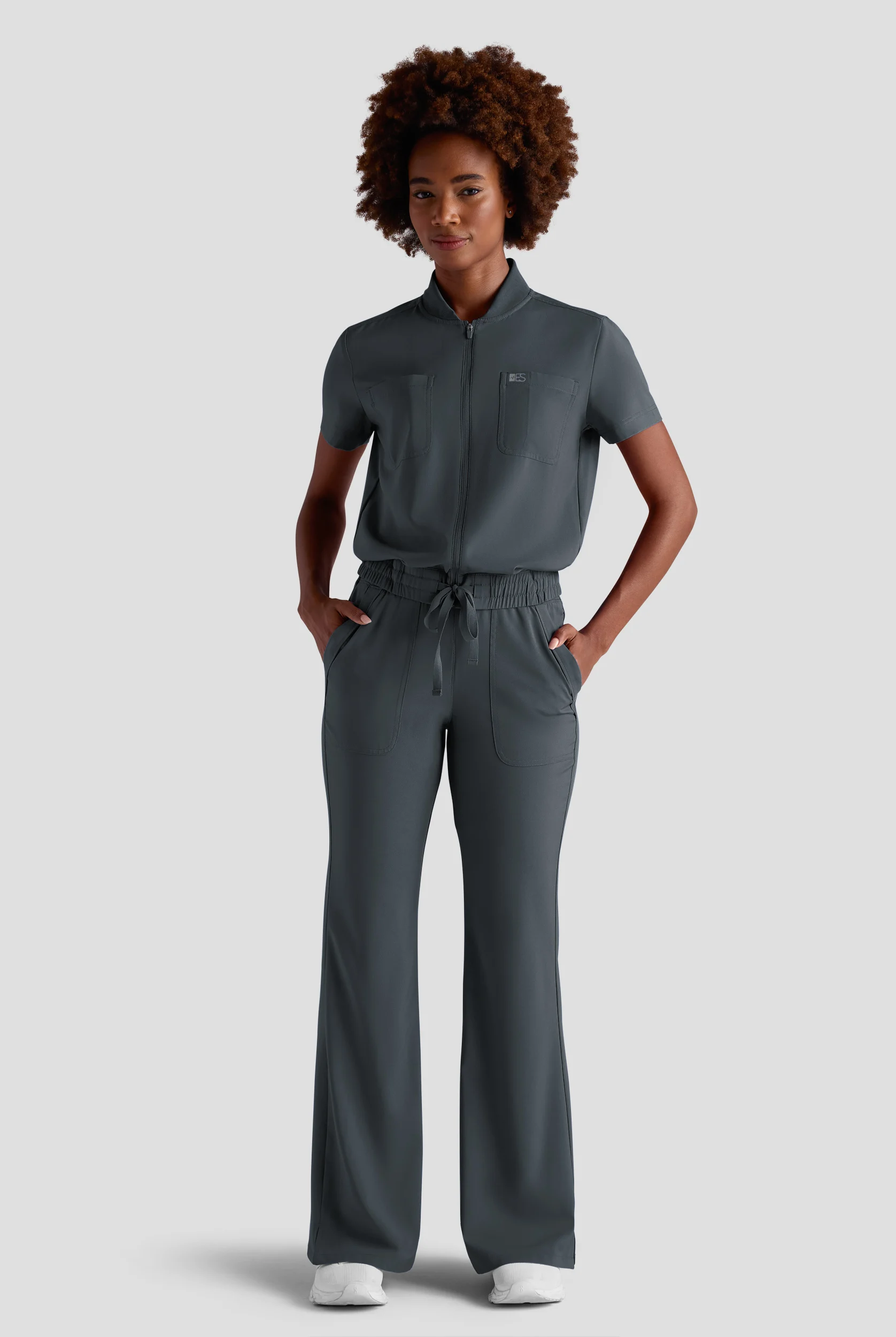 Easy STRETCH Nika Women's Zip Front Scrub Top– 2-Piece Jumpsuit Top