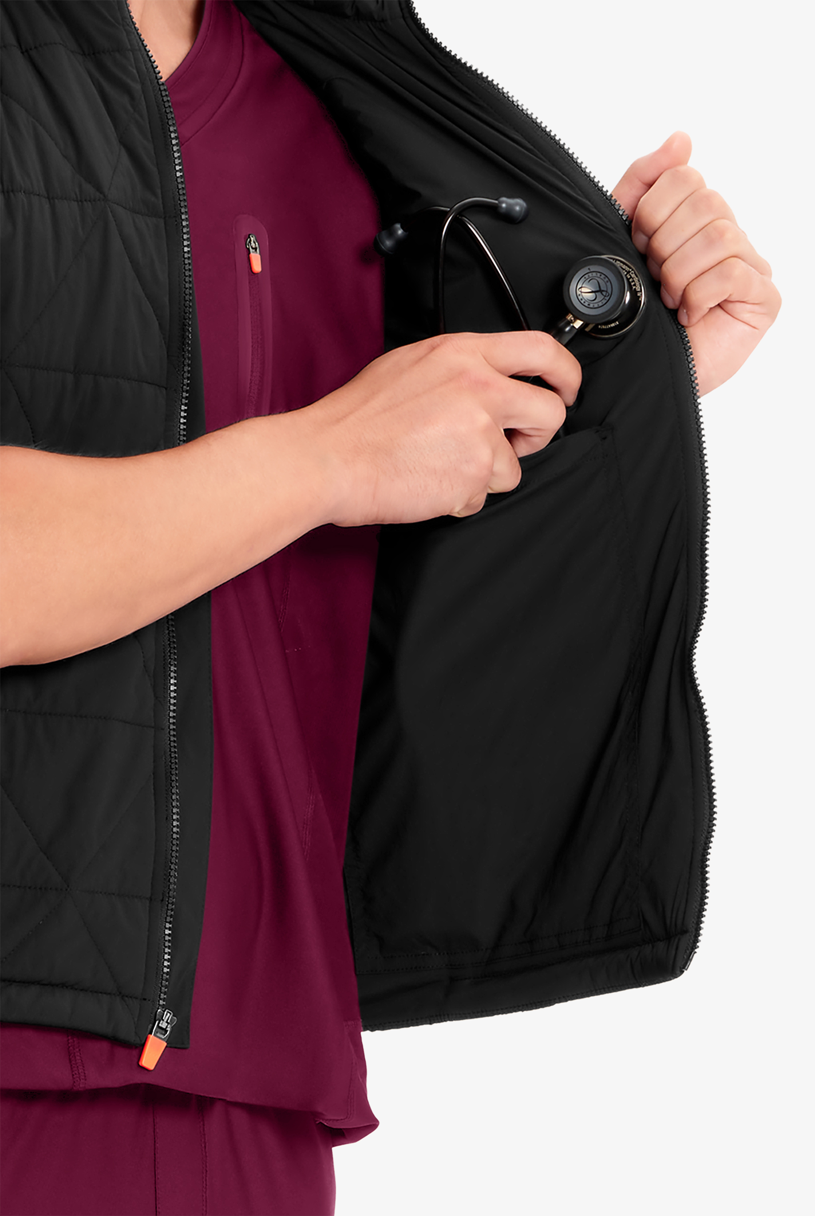 Infinity GNR8 Men's 5-Pocket STRETCH Zip Front Convertible Quilted Scrub Jacket