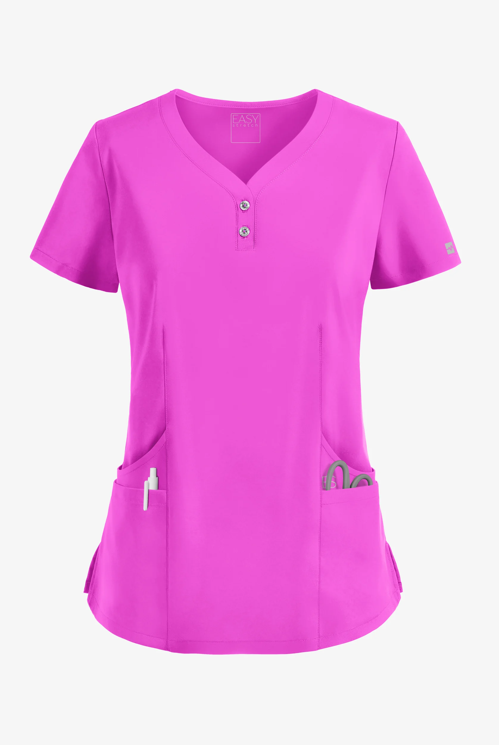 Easy STRETCH Demi Women's 4-Pocket Henley Scrub Top
