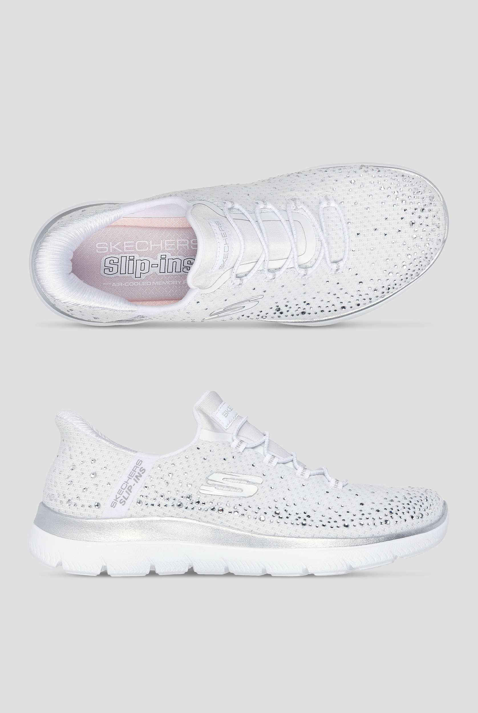 Skechers Sport SUMMITS - BRILLIANT SHINE Rhinestone Knit Bungee Athletic Slip-On Shoes