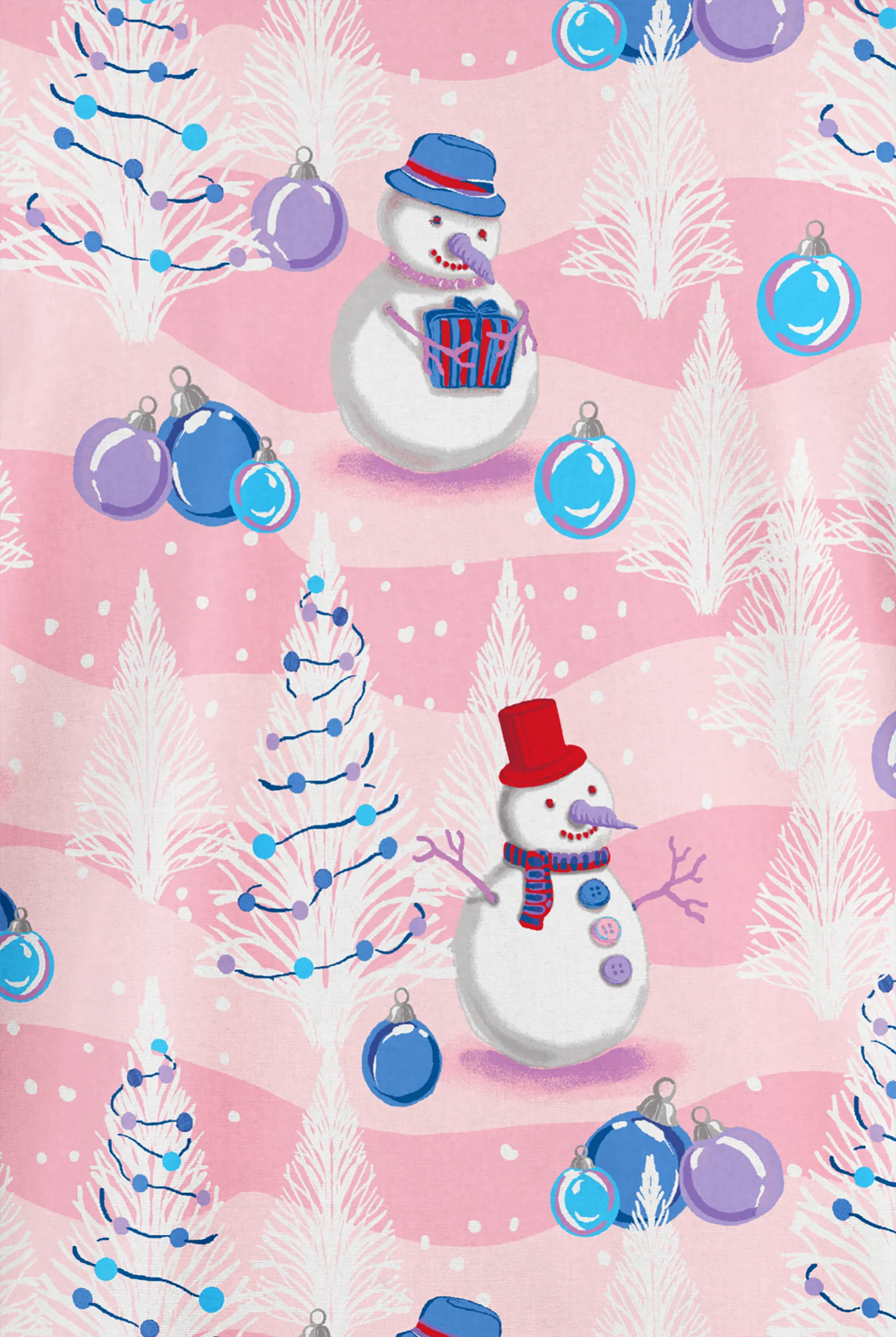 Butter-Soft Originals Frosty Holiday Blush Women's 2-Pocket Classic Fit V-Neck Print Scrub Top