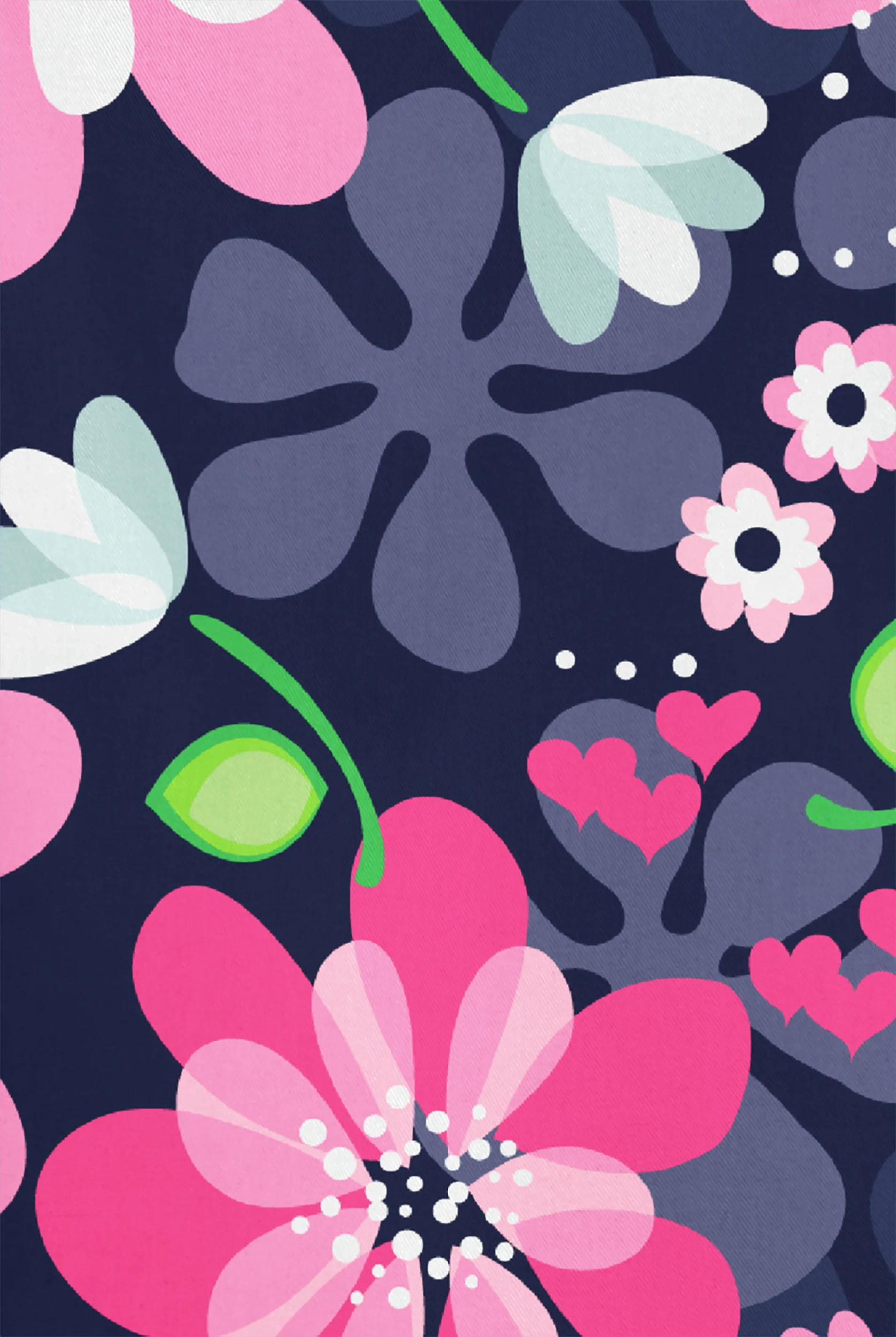 Butter-Soft STRETCH Fantasy Flora Navy Women's 1-Pocket Tuck-In V-Neck Print Scrub Top