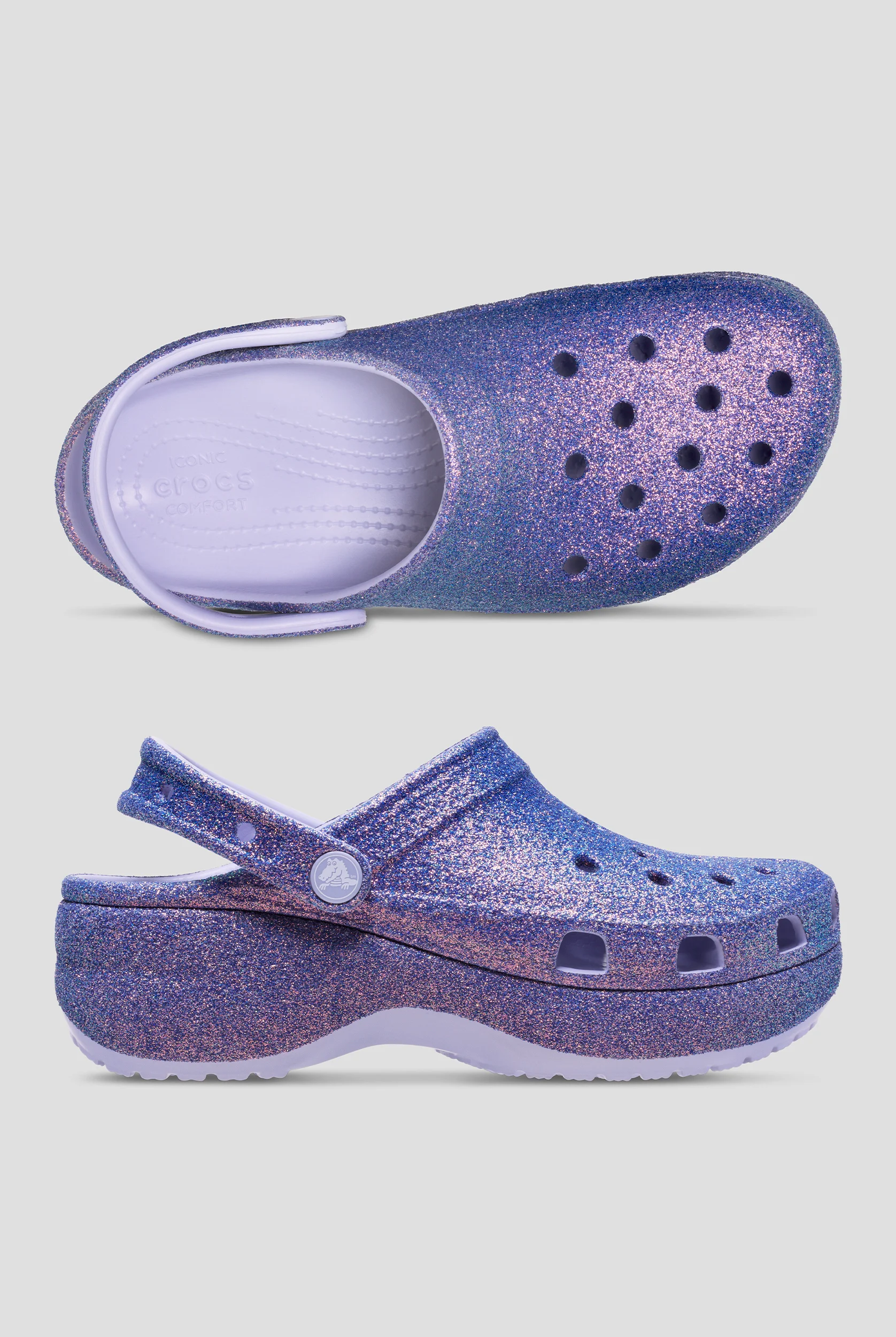 Crocs™ Women's Purple Moon Iridescent Glitter Platform Clog