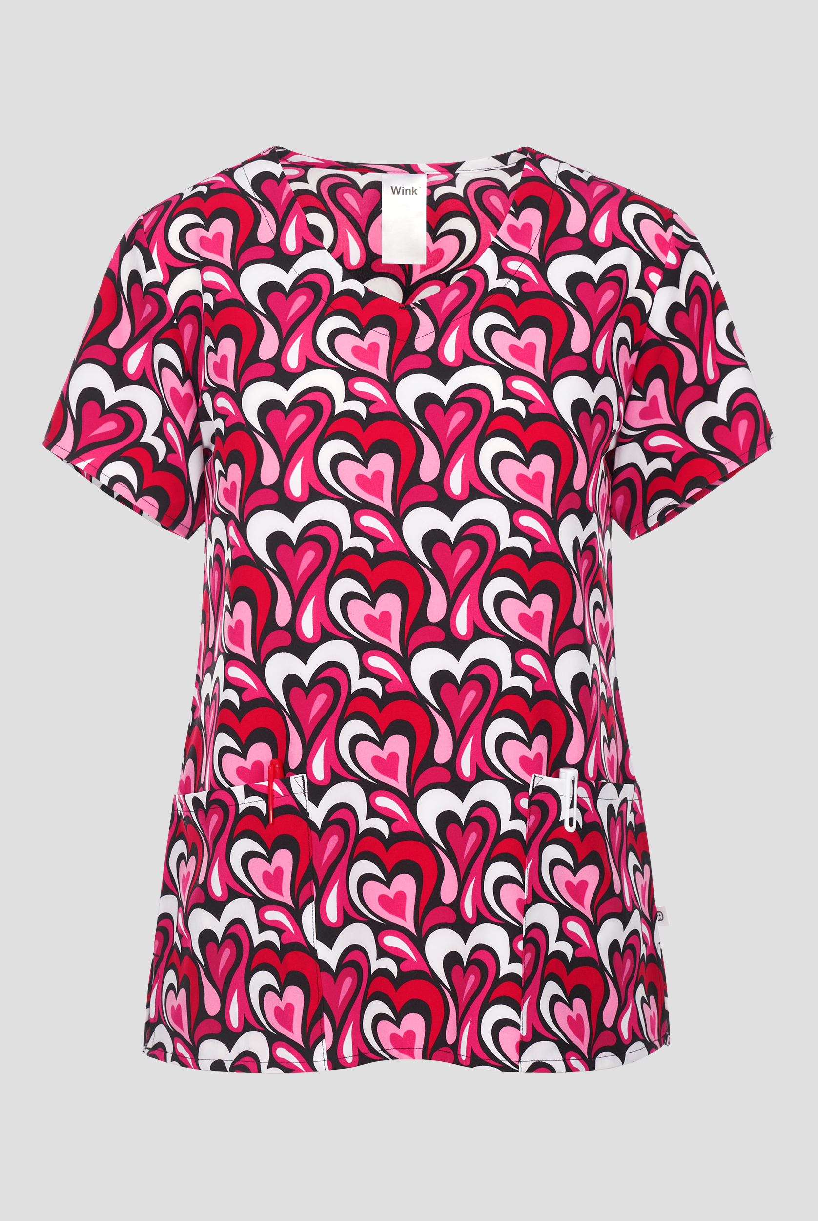 Wink Heart Flow Women's 2-Pocket STRETCH V-Neck Print Scrub Top