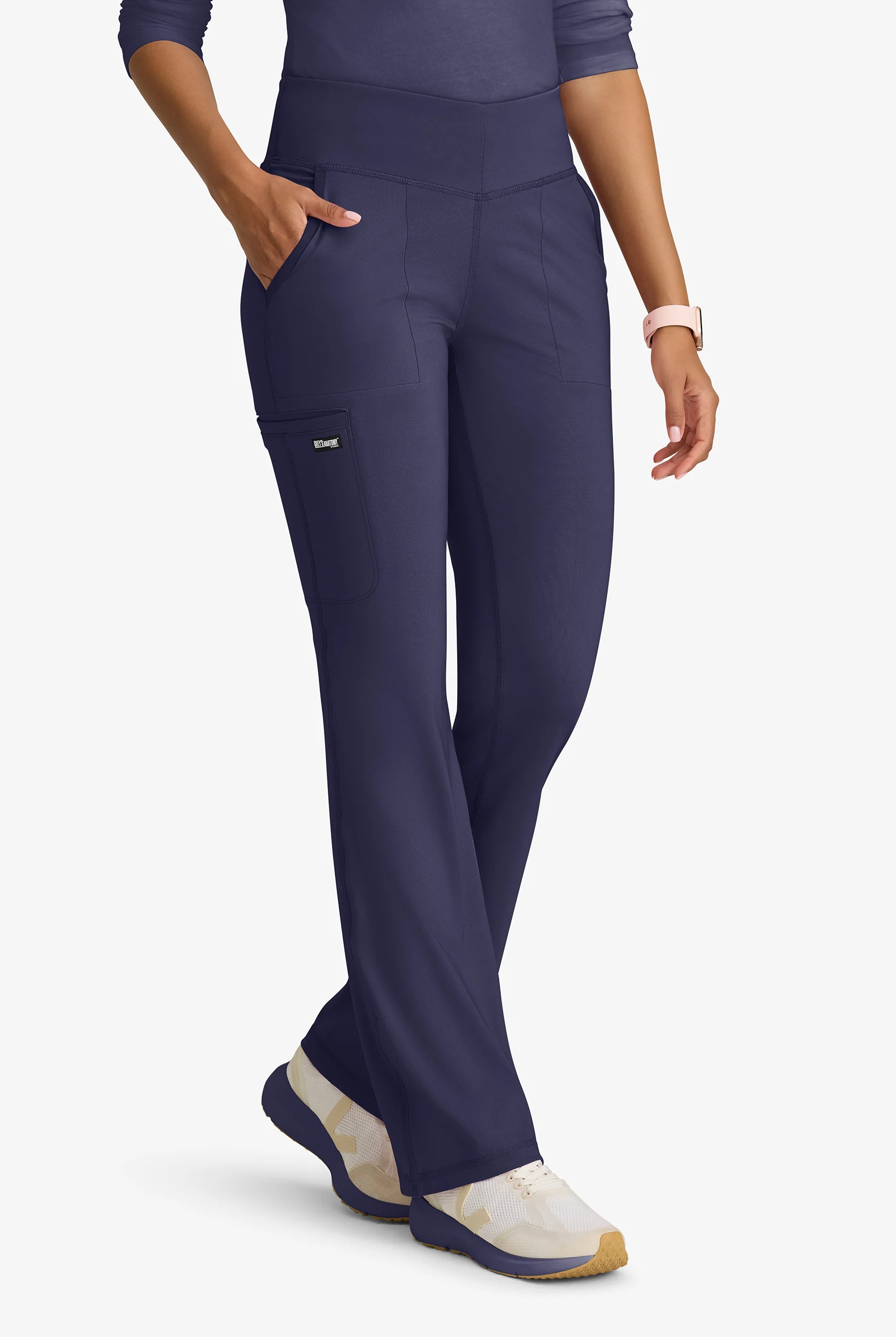 Grey's Anatomy by Barco Knit STRETCH Swift Women's 5-Pocket Fit & Flare Cargo Scrub Pants