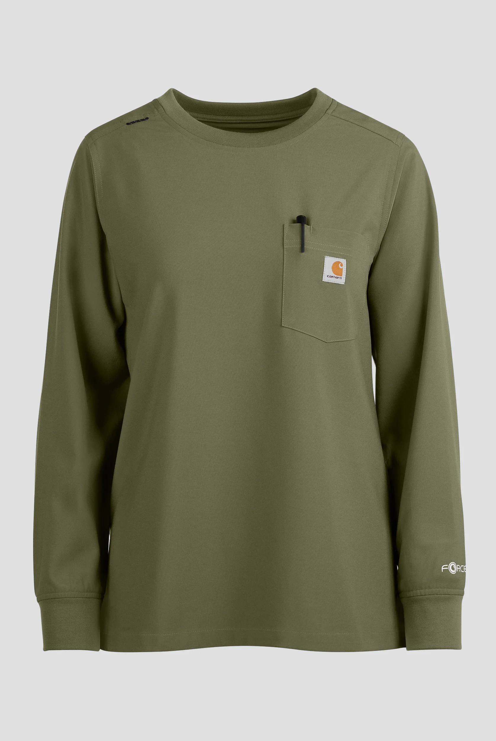 Carhartt Cross-Flex Force Women's 1-Pocket STRETCH Knit Trim Long Sleeve Crew Neck Scrub Top
