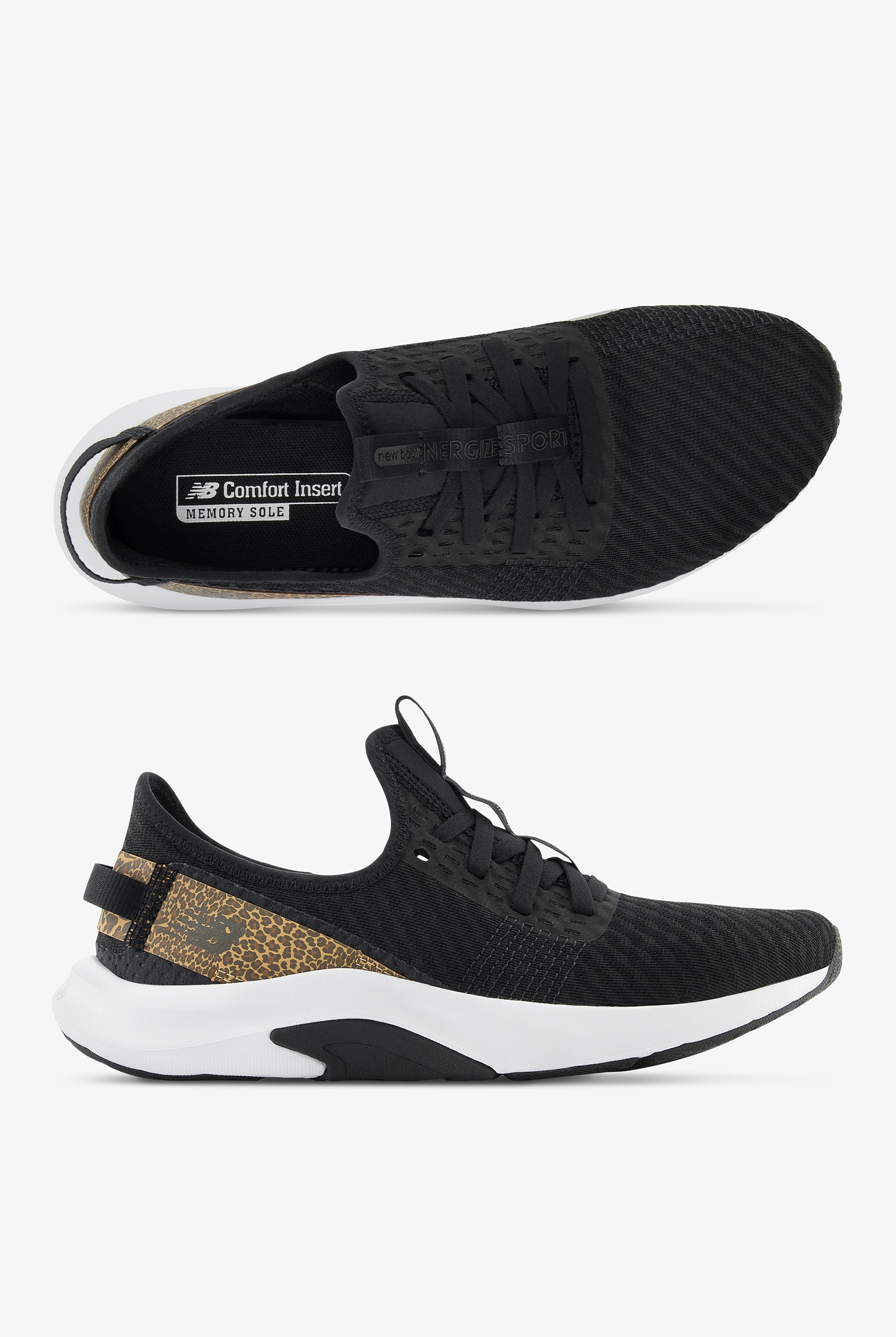 New Balance Women's NERGIZE SPORT V2 Black/White/Brown Athletic Lace Up Nursing Shoes