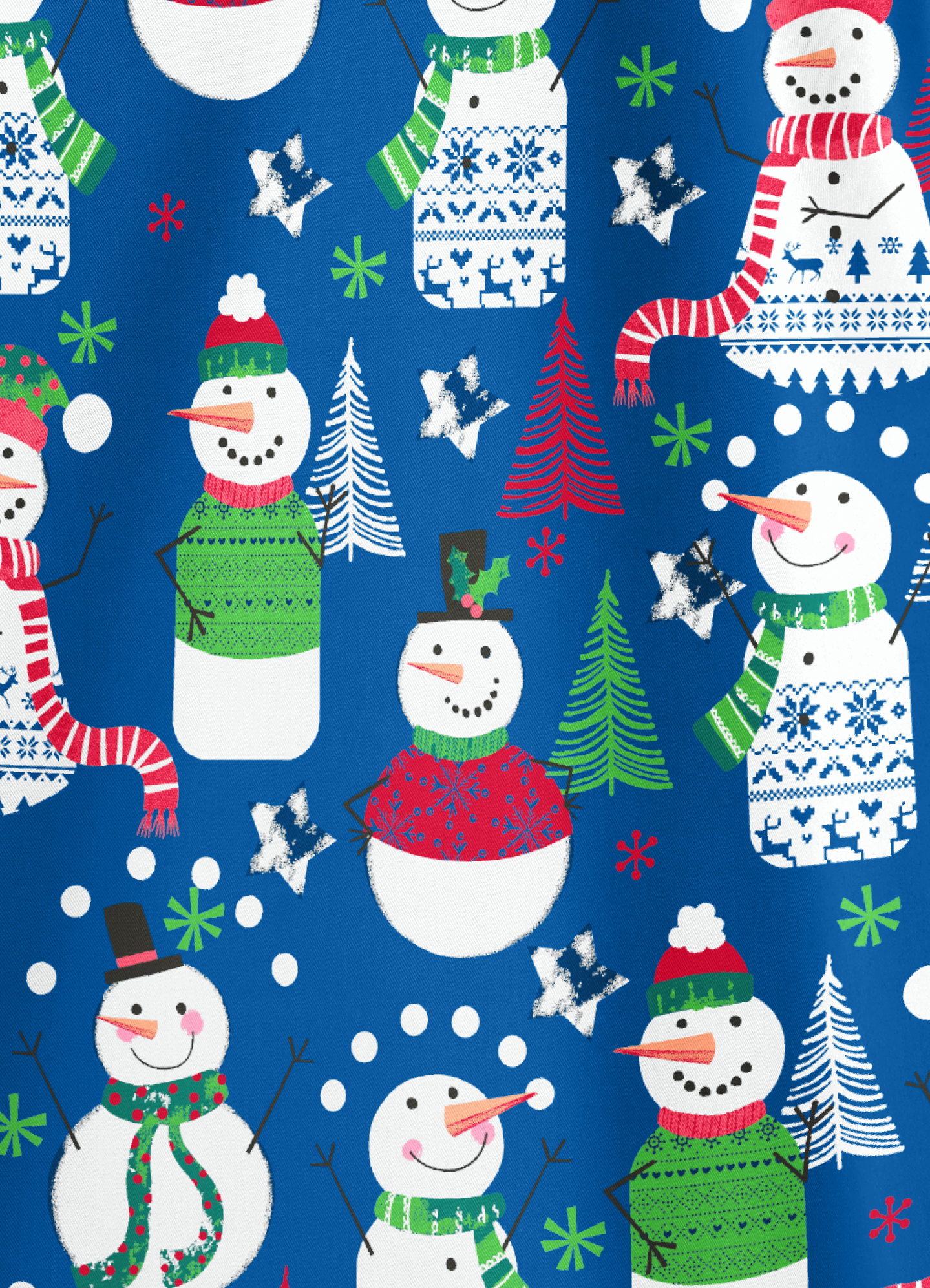 Butter-Soft Juggling Snowman Royal Women's 1-Pocket V-Neck Tuck-In Print Scrub Top