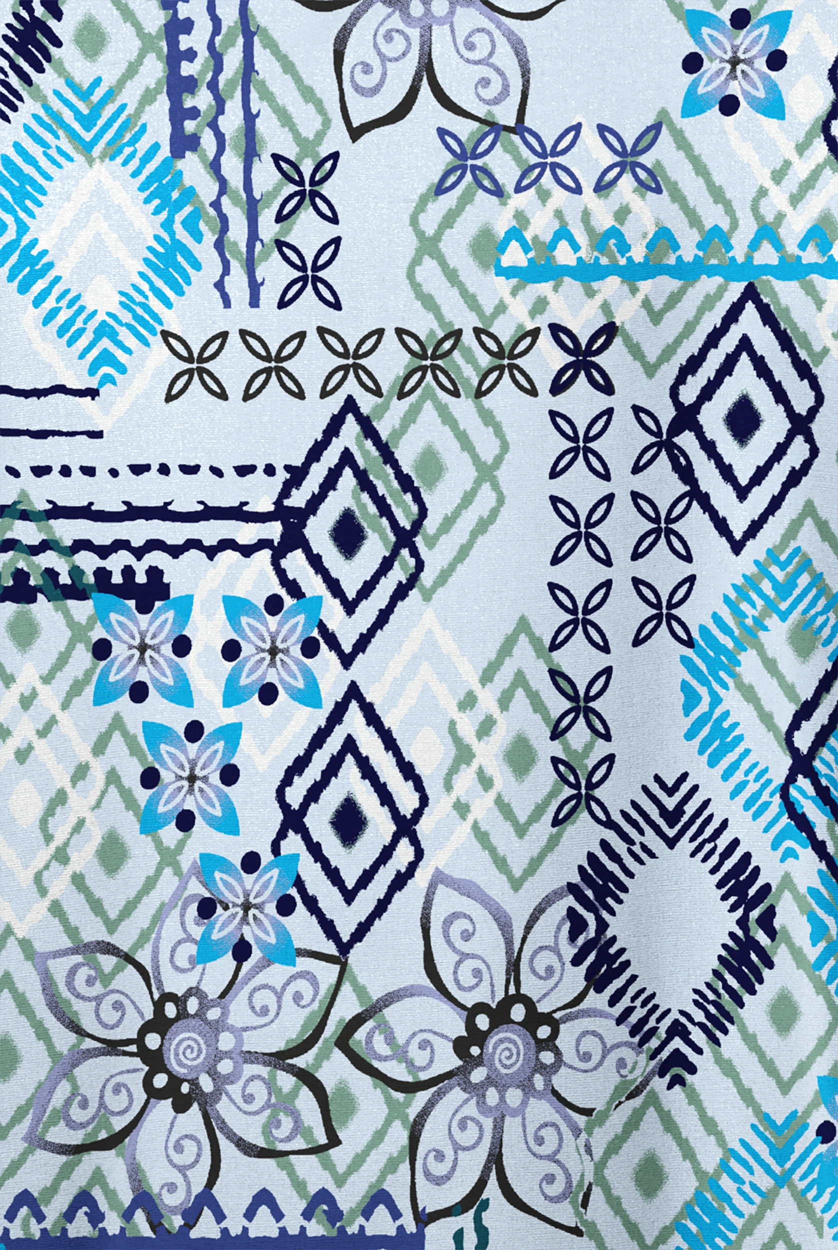 Butter-Soft Originals Floral Batik Morning Dew Women's 6-Pocket Scallop Neck Print Scrub Top