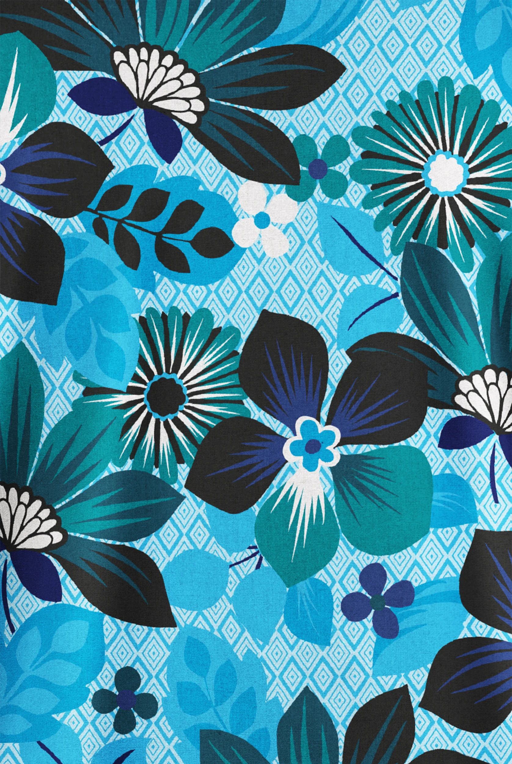 Butter-Soft Originals Maui Floral Turquoise Women's 2 Pocket V-Neck Print Scrub Top