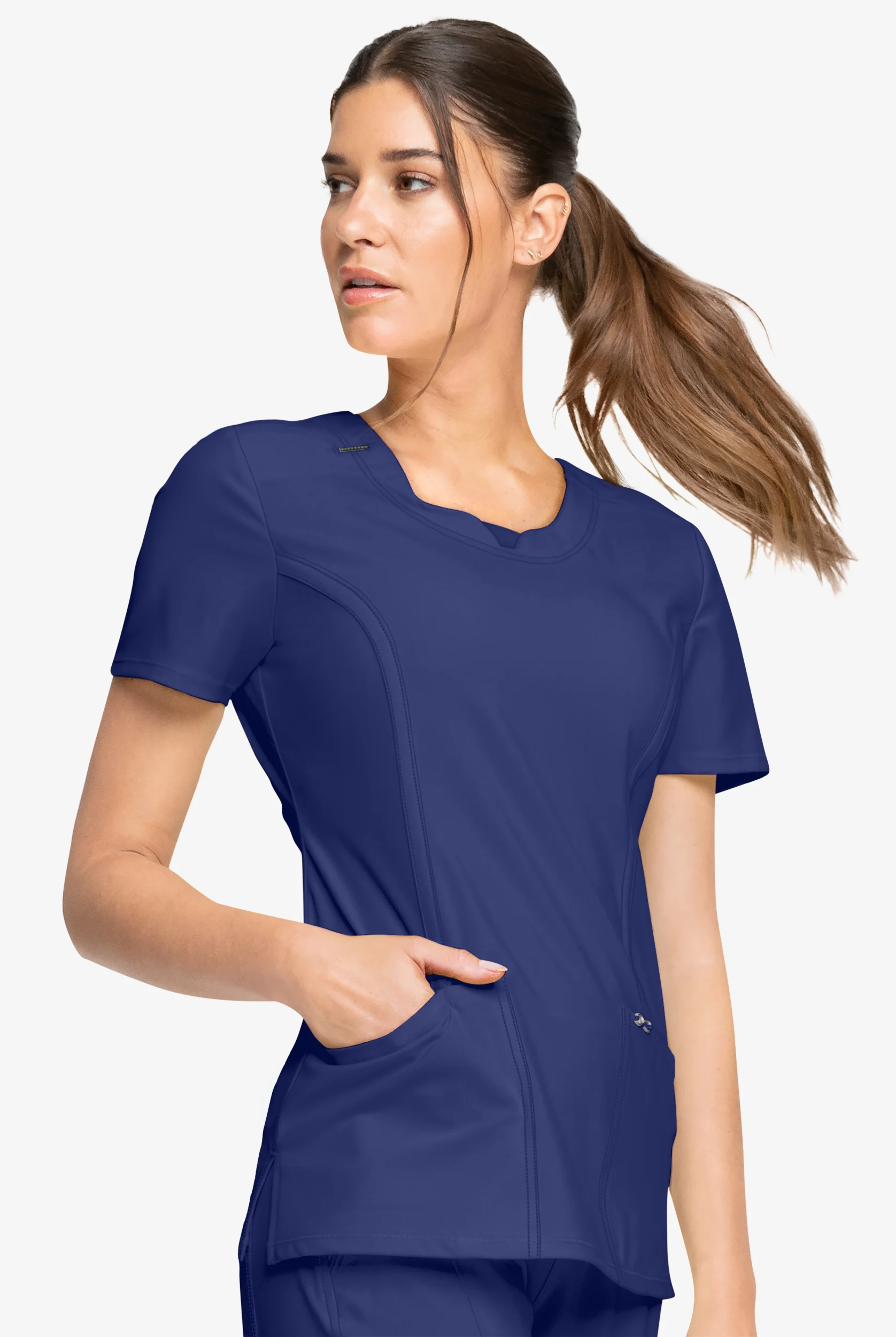 Infinity Women's 3-Pocket STRETCH Round Neck Scrub Top