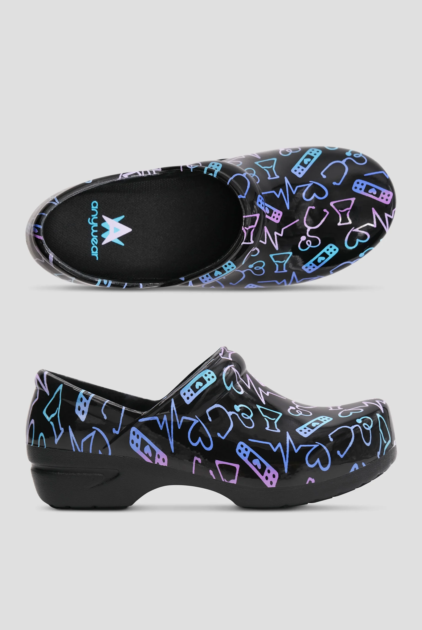 Anywear Women's Slip Resistant SR Angel Medical Icons Clogs