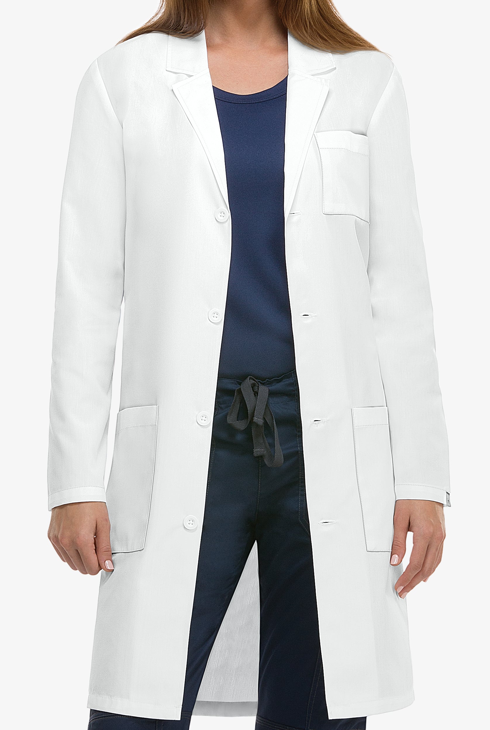 Bata de laboratorio unisex Dickies de 40 de largo con 3 bolsillos y 4 botones