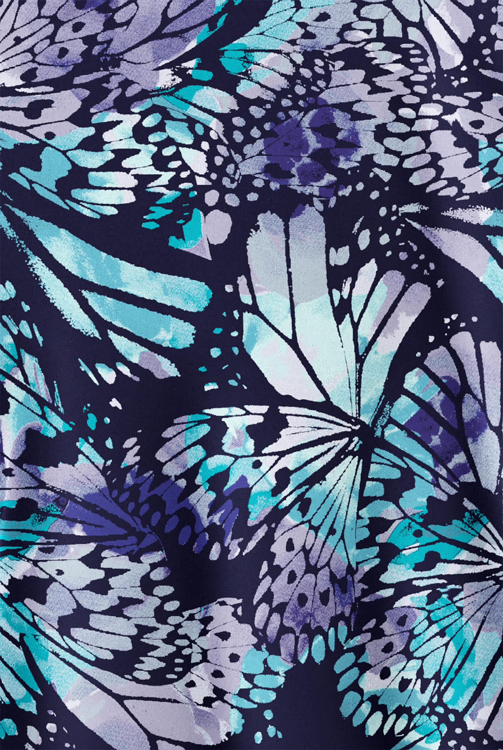 Butter-Soft STRETCH Abstract Butterflies Navy Women's 2-Pocket V-Neck Print Scrub Top