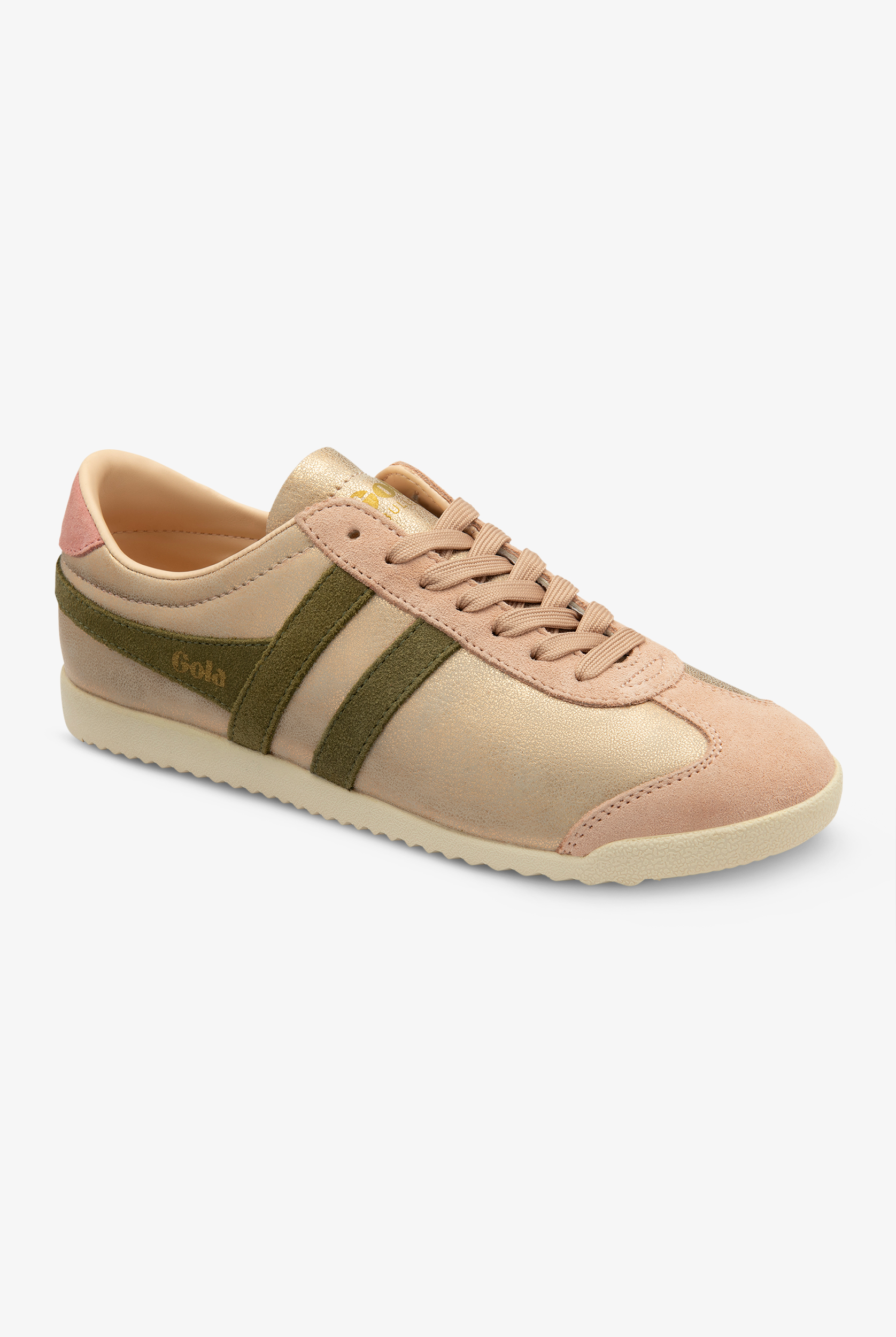 Zapatillas deportivas de enfermería Gola Bullet Blaze Rose Gold/Khaki/Coral Pink con cordones para mujer