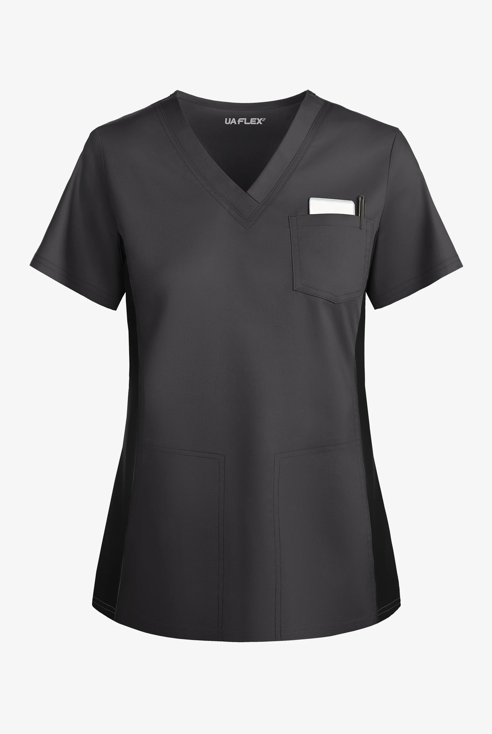 UA Flex2 Women's 3-Pocket Knit Side Panels V-Neck STRETCH Scrub Top