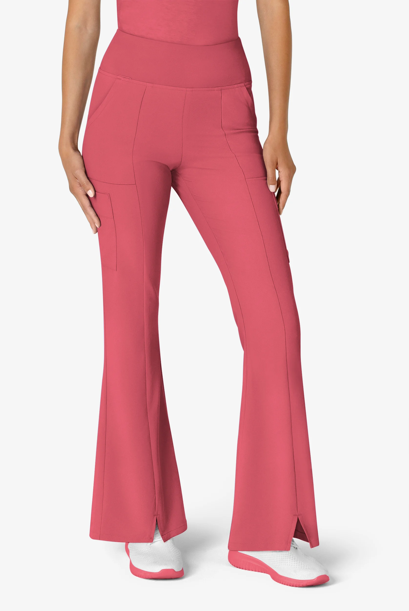 Wink Renew Women's 7-Pocket STRETCH Yoga Waist Flare Notch Leg Cargo Scrub Pants