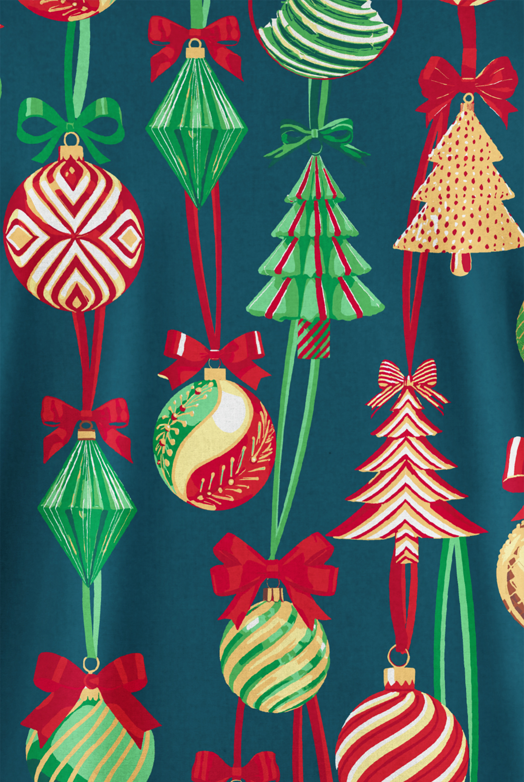 Butter-Soft Originals Ornament Cheer Caribbean Blue Women's 2-Pocket V-Neck Print Scrub Top