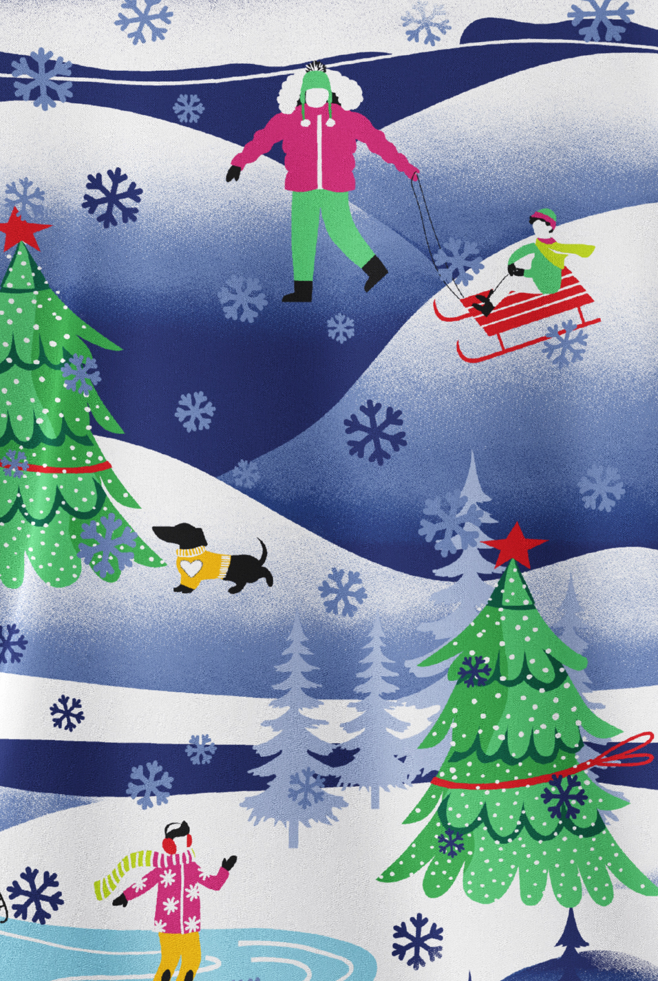 Butter-Soft STRETCH Fun In The Snow Galaxy Women's 2-Pocket V-Neck Print Scrub Top