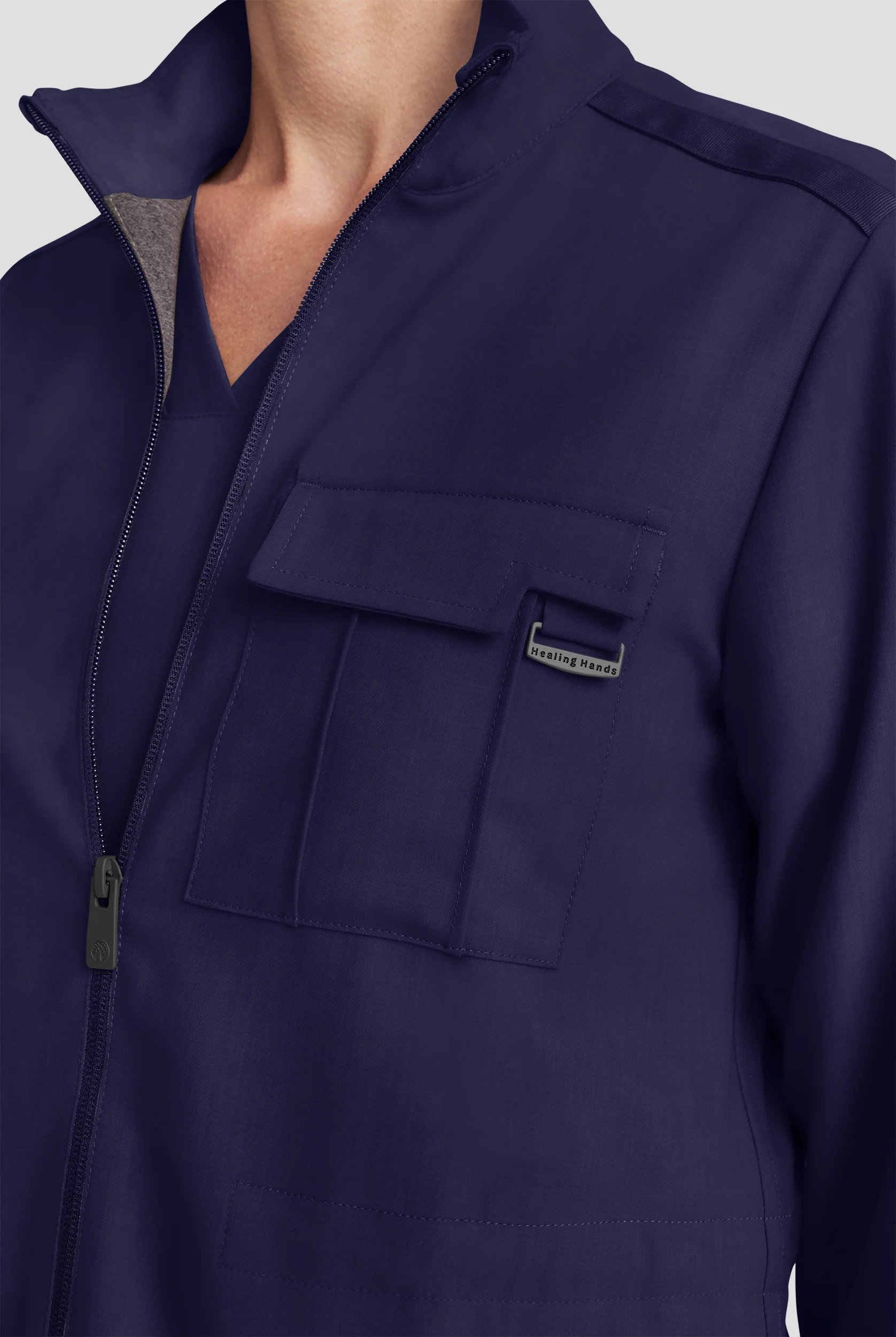 Healing Hands Quest Women's 4-Pocket STRETCH Zip Front Utility Scrub Jacket