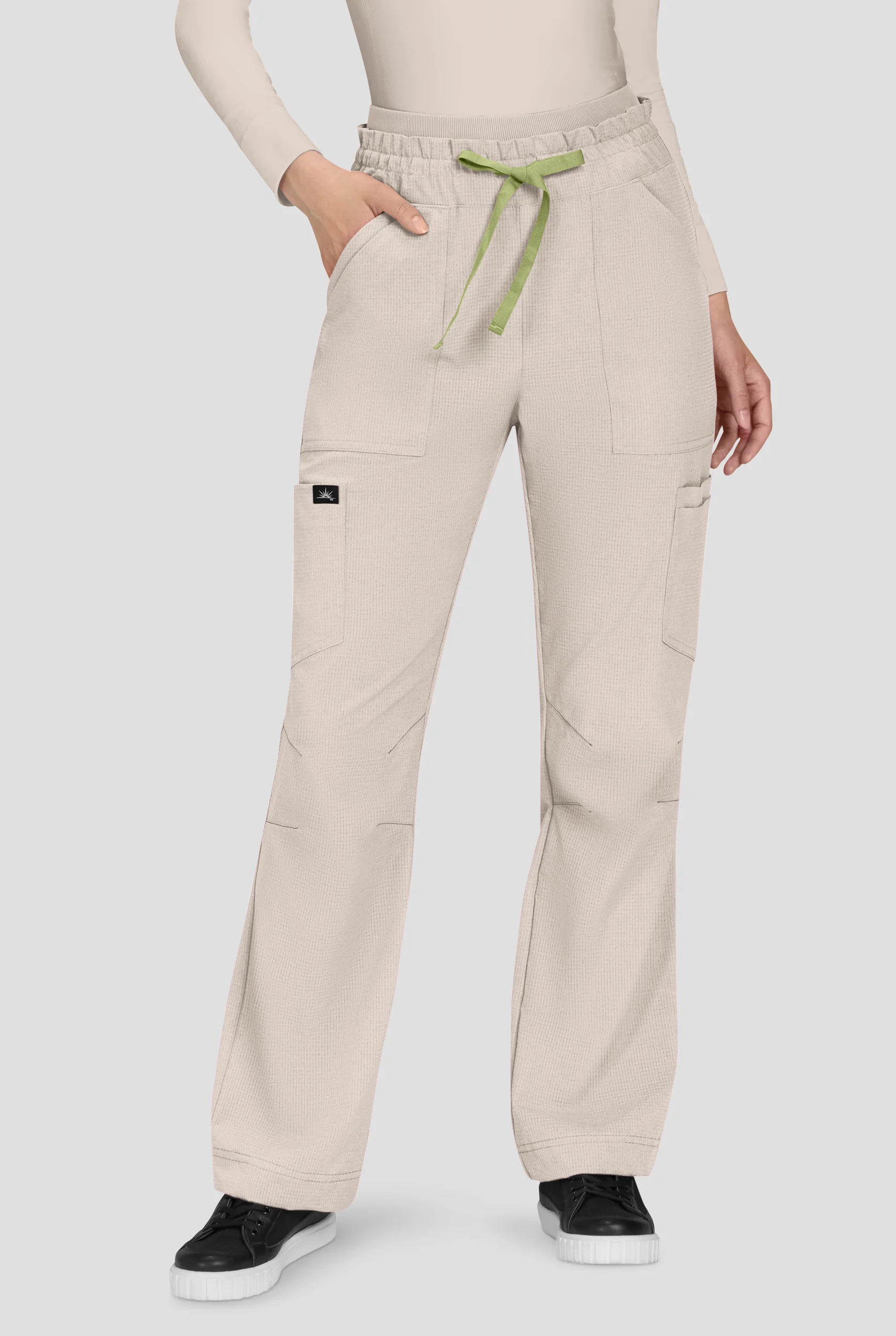 koi Solis Freda Women's 8-Pocket STRETCH Rib-Knit Double Waist Straight Leg Cargo Scrub Pant