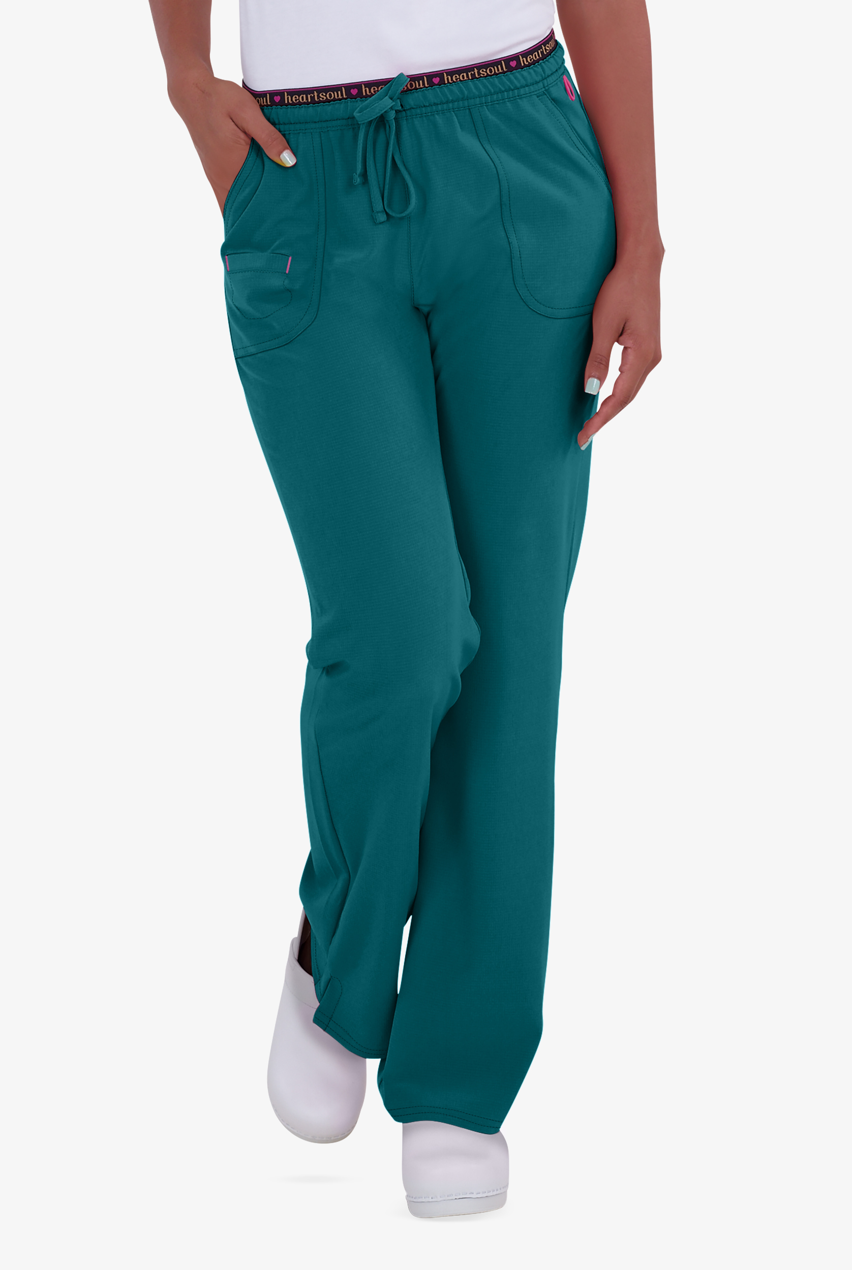 heartsoul Break On Through Heart Breaker Women's 4-Pocket STRETCH Logo Elastic Scrub Pants