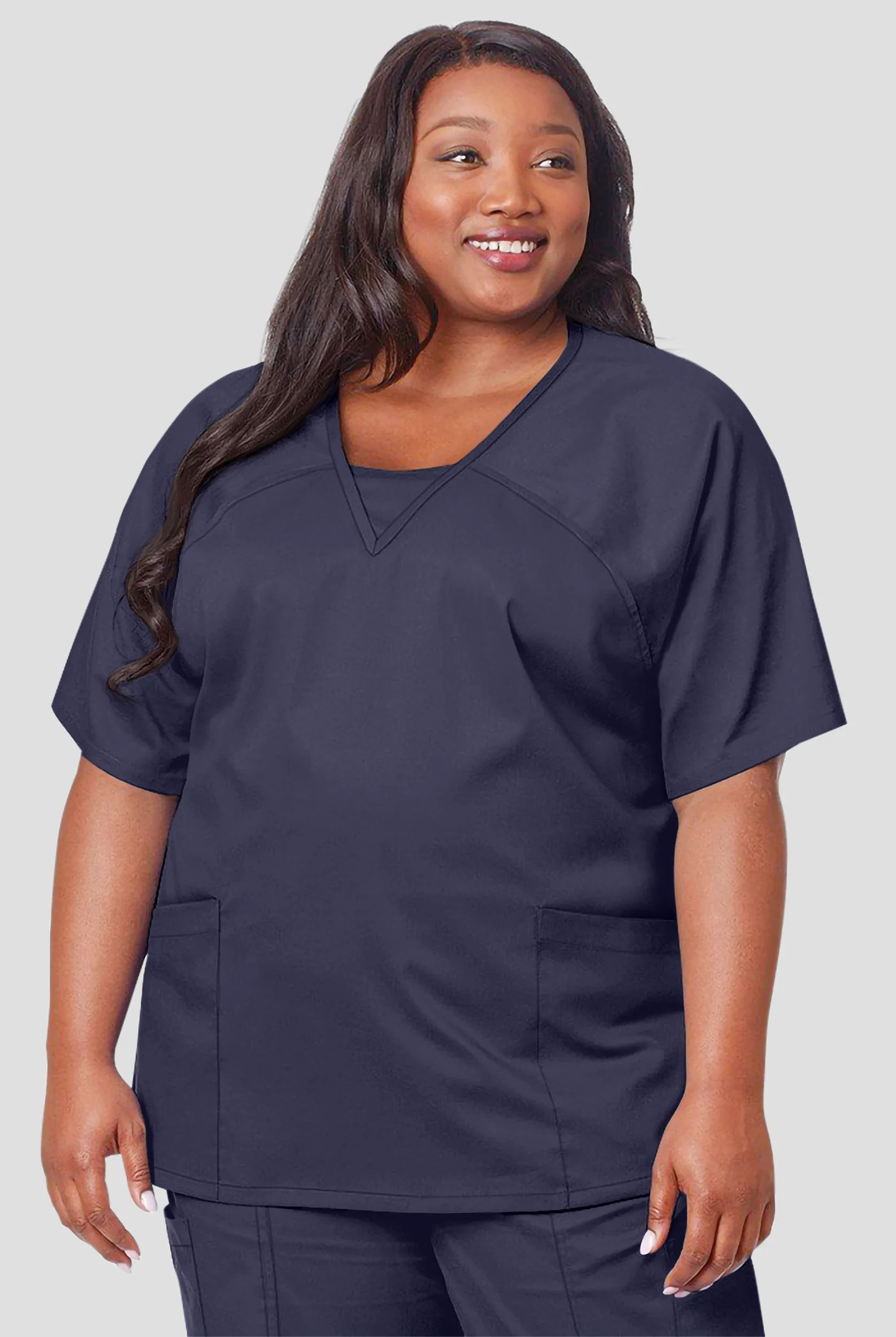 Tafford Plus Size Inset V-Neck Scrub Top