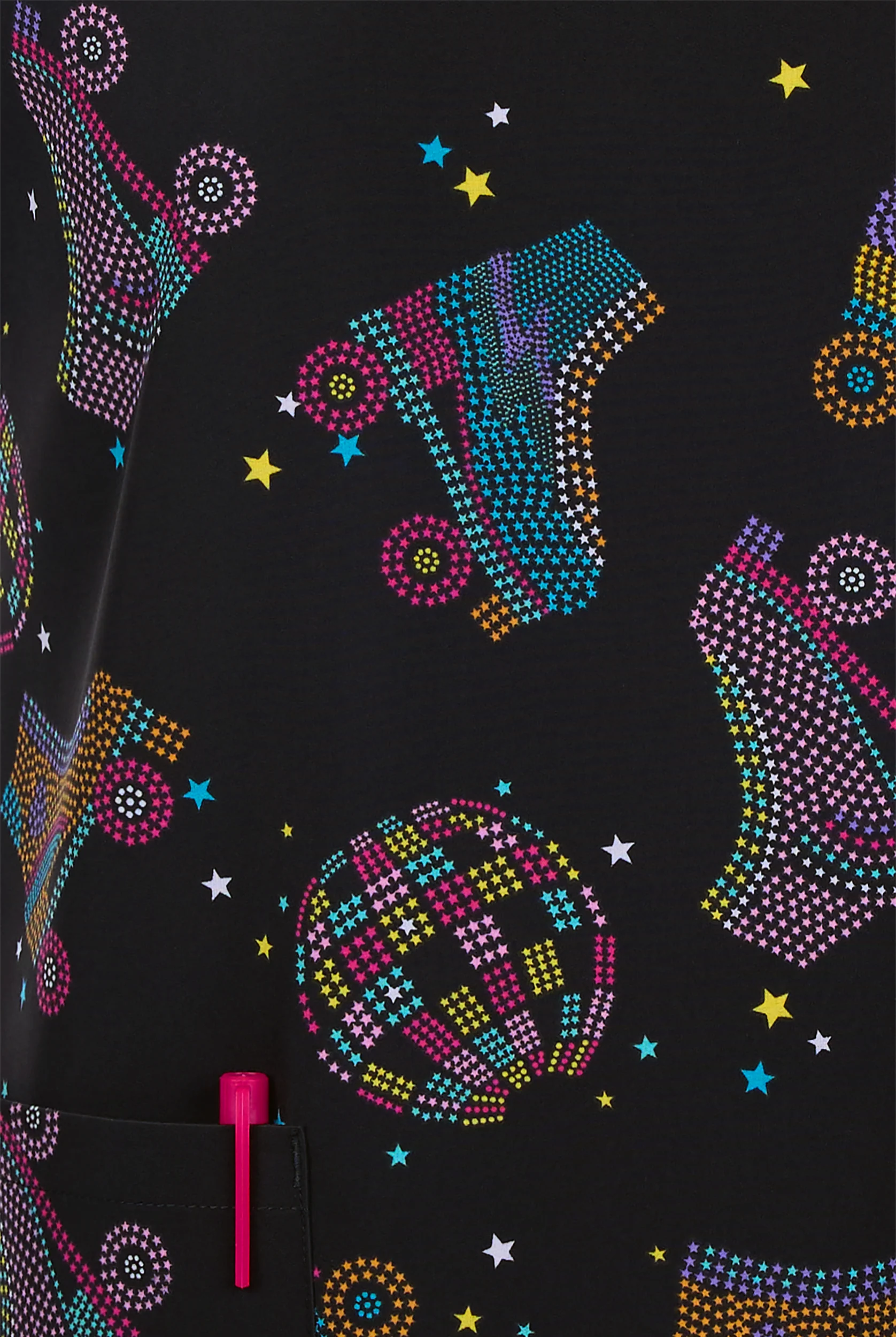 Cherokee Roller Disco Women's 2-Pocket STRETCH V-Neck Print Scrub Top