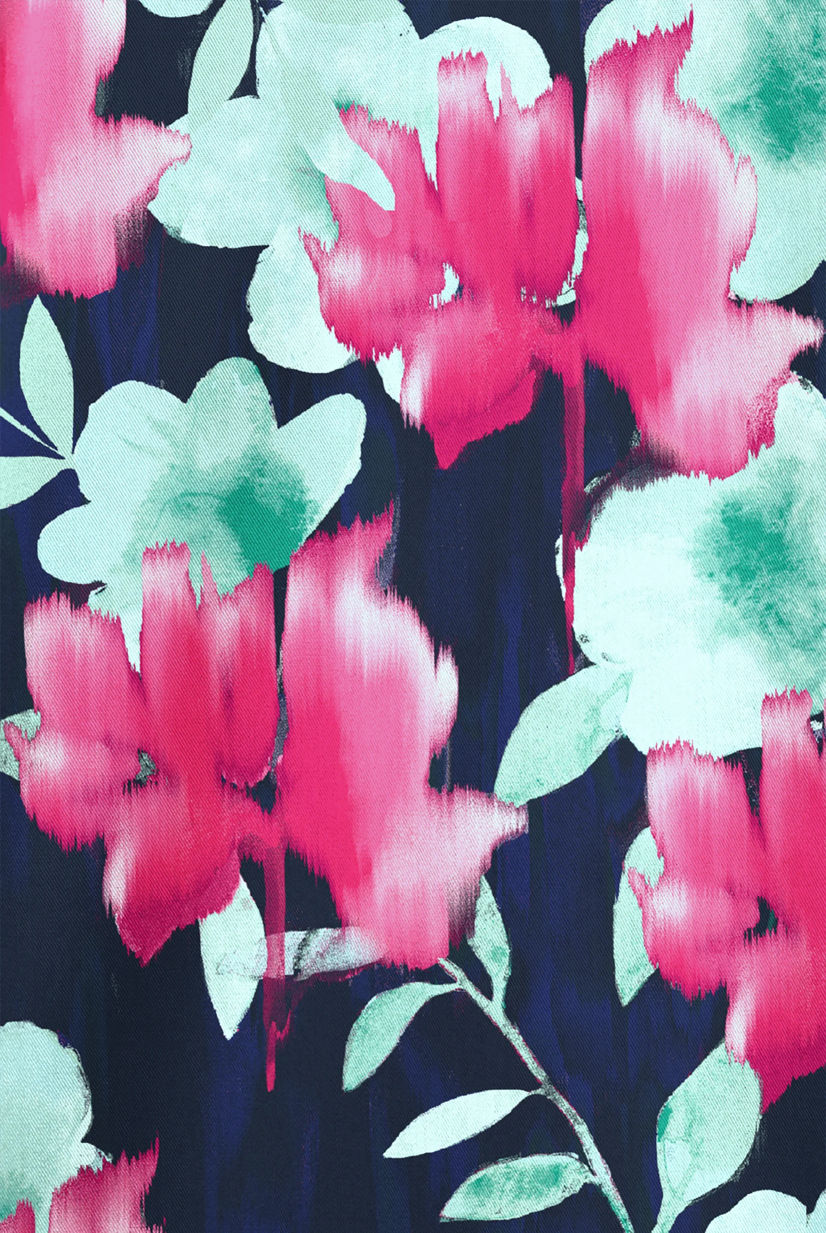 Butter-Soft STRETCH Valencia Ikat Navy Women's 1-Pocket V-Neck Print Scrub Top