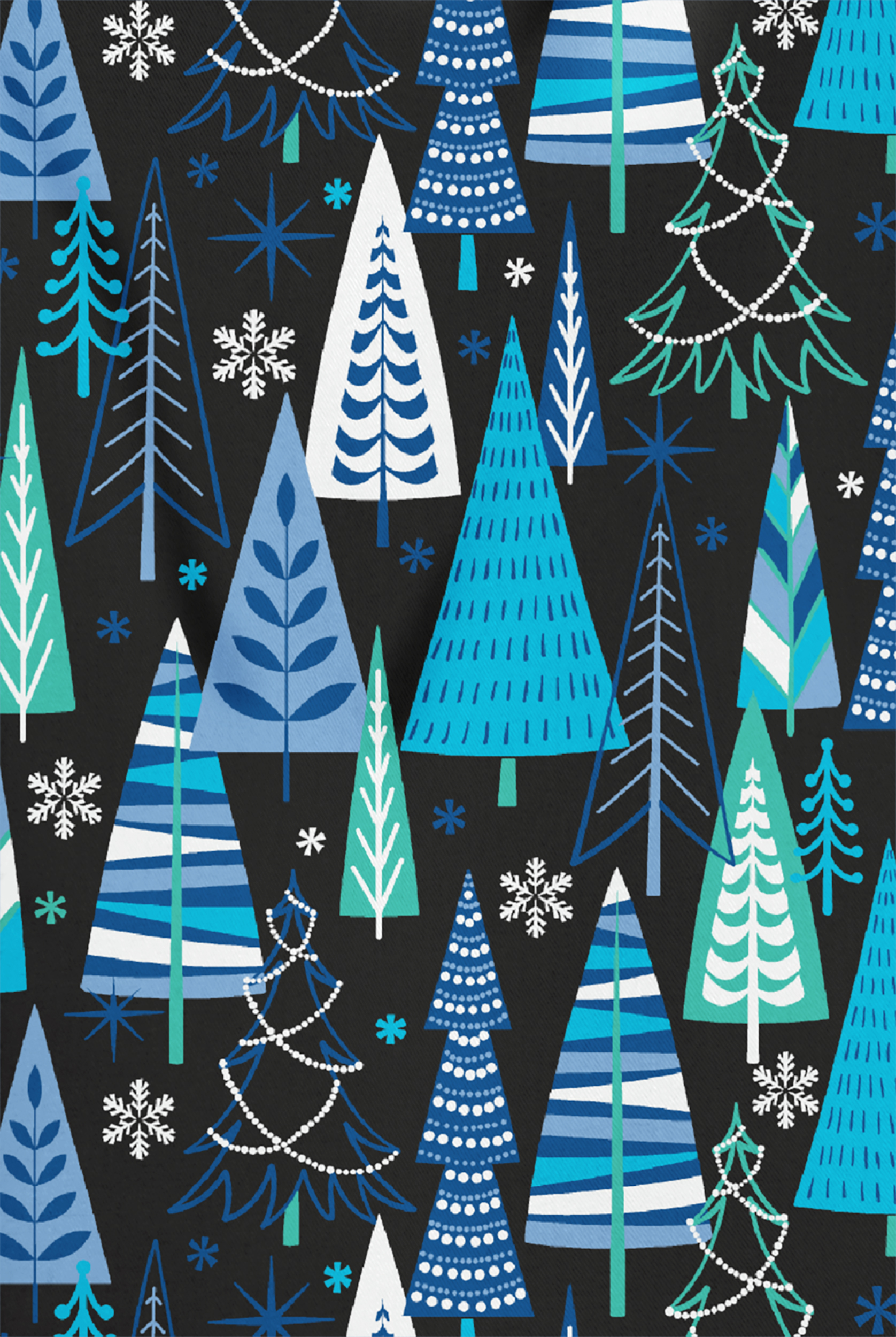 Butter-Soft STRETCH Wintertime Turquoise Women's 1-Pocket Tuck-In V-Neck Print Scrub Top