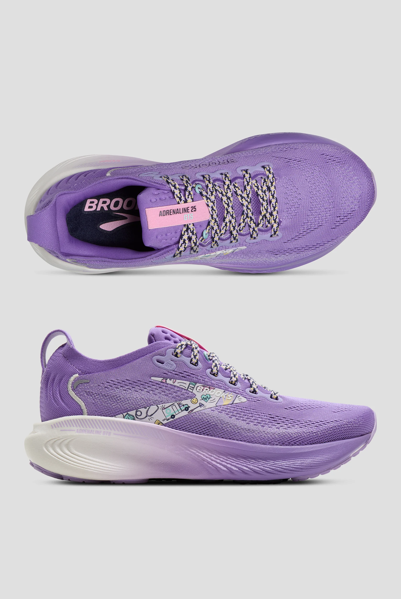 Brooks Women's Adrenaline GTS 25 Purple/Lavender/Coconut Athletic Lace Up Shoes