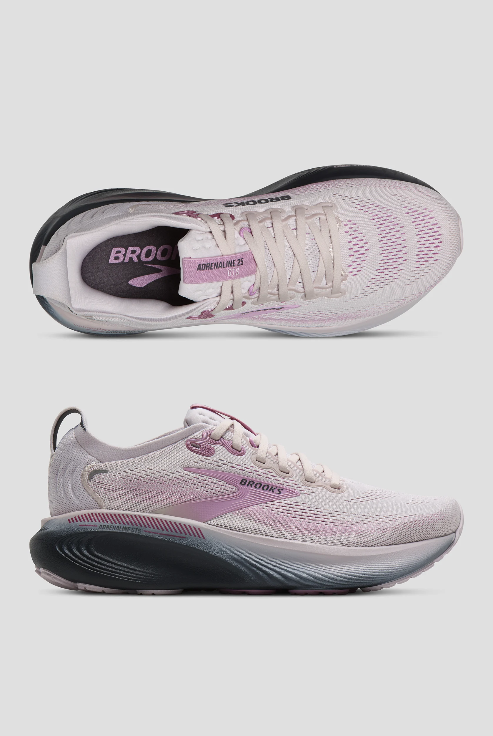 Brooks Women's Adrenaline GTS 25 Mauve/Ebony/Pink Athletic Lace Up Shoes