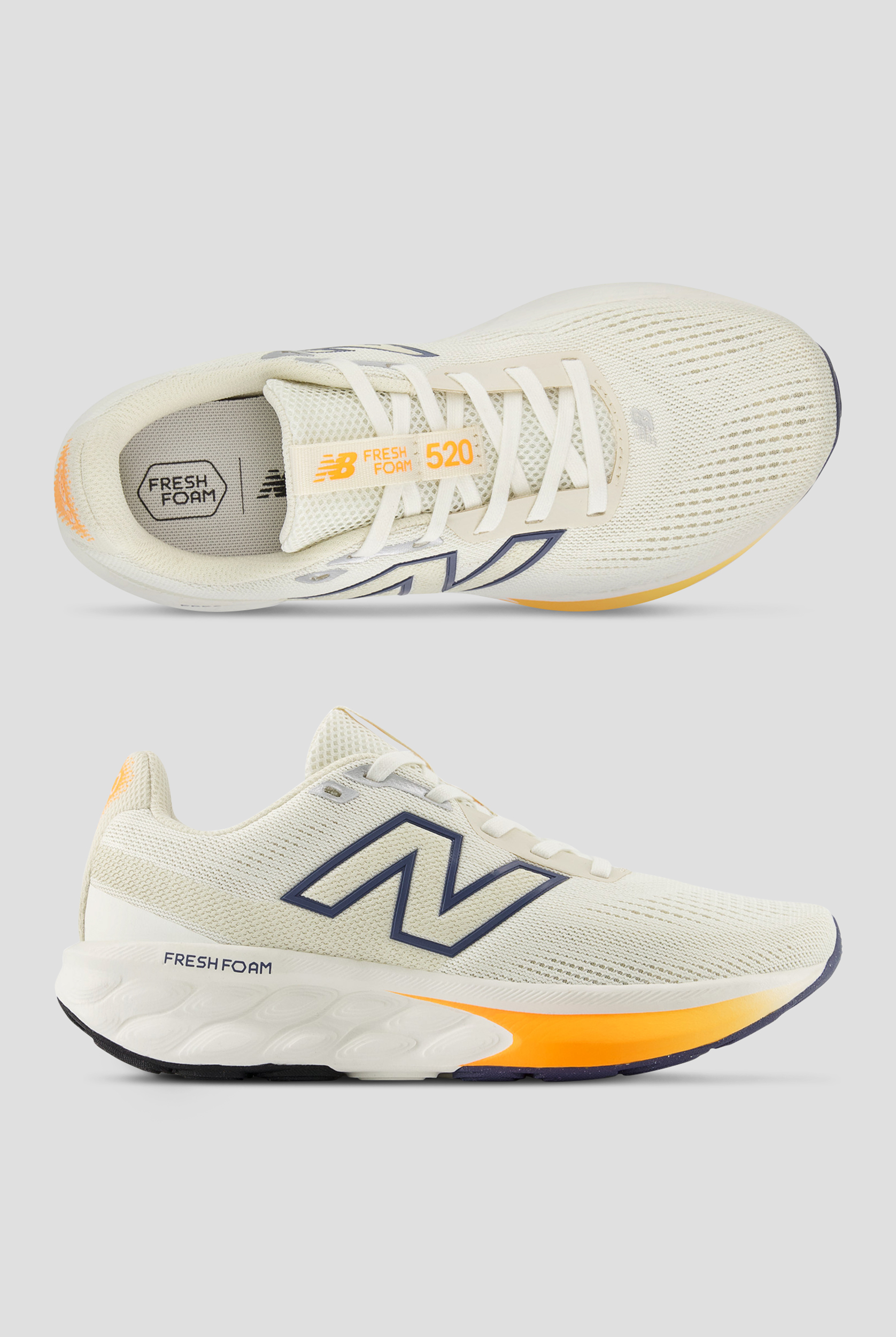 New Balance Women's Fresh Foam 520 Sea Salt Linen Hot Mango Athletic Lace Up Shoes