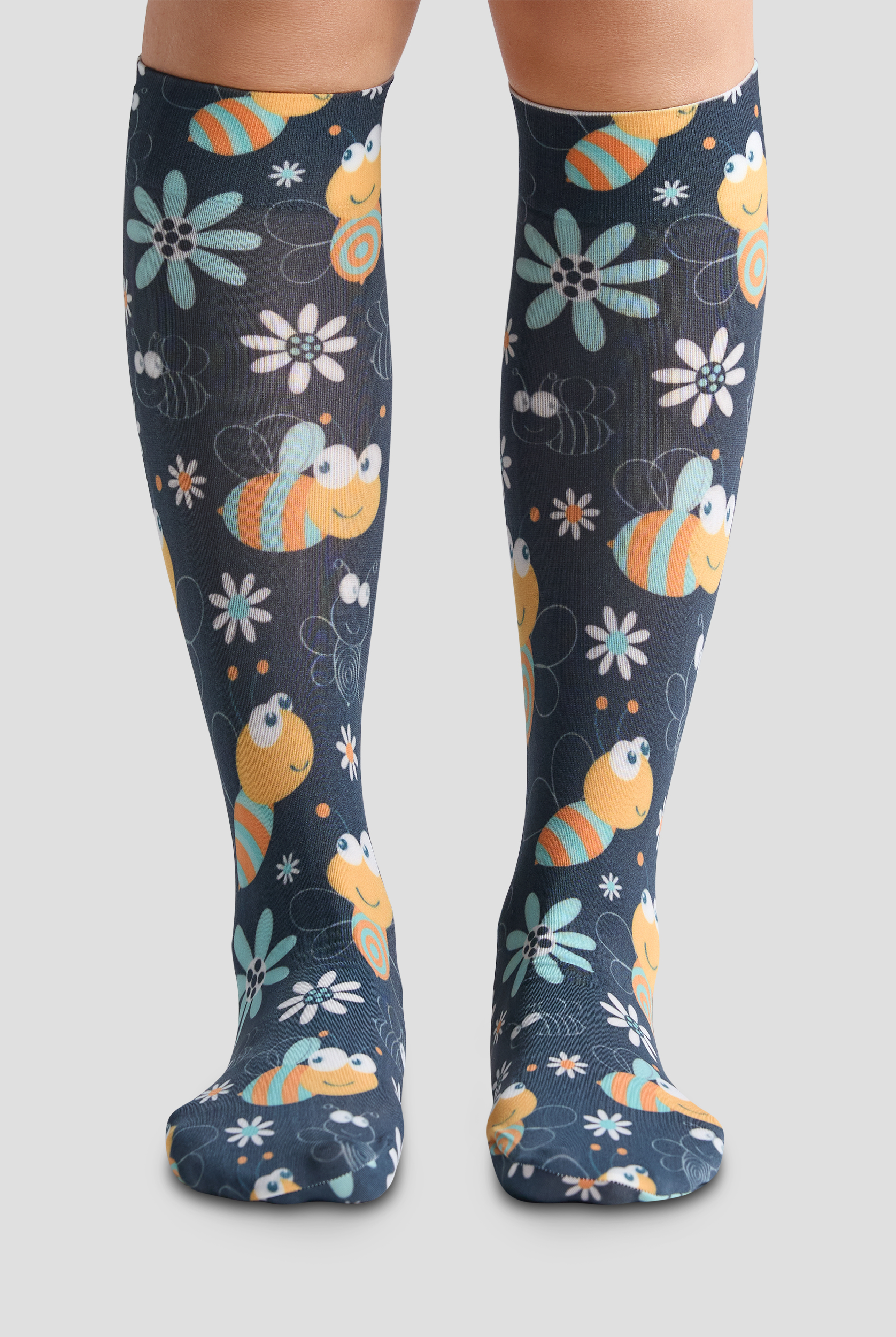 Uniform Advantage Happy Bees Women's 11 mmHg Light Compression Socks