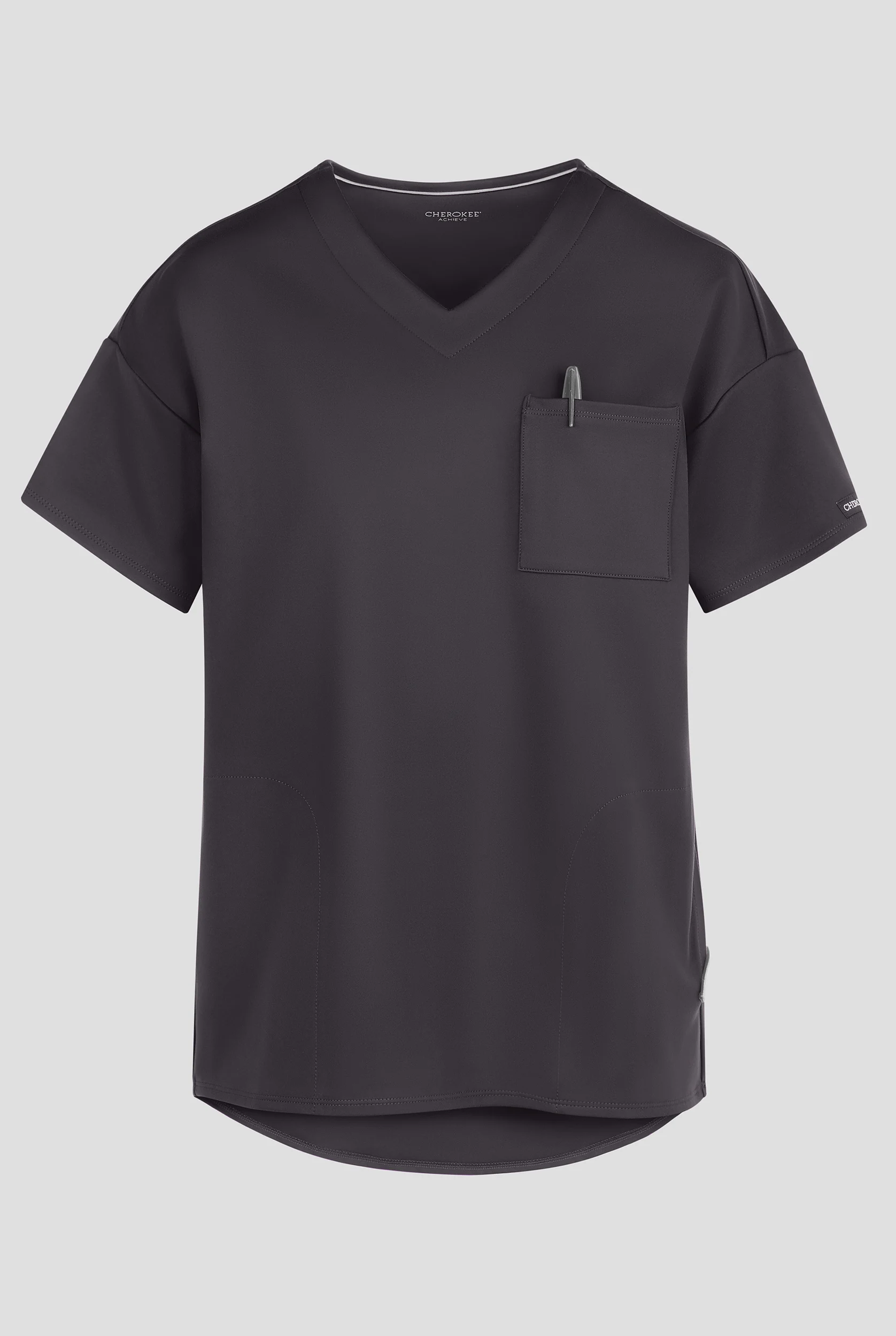 Cherokee Achieve Women's 3-Pocket  STRETCH Tunic V-Neck Knit Scrub Top
