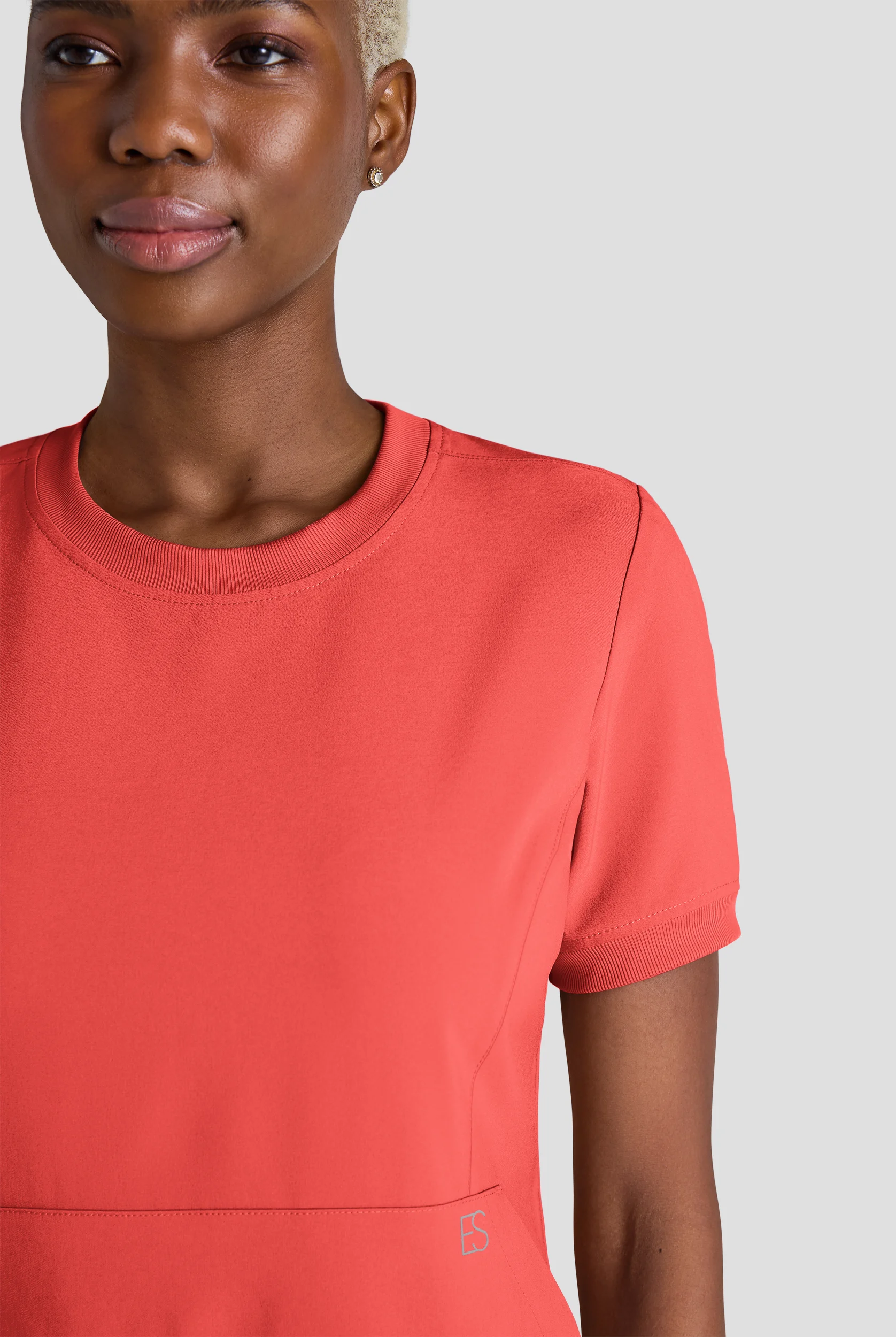 Easy STRETCH Anya Women's 2-Pocket Relaxed Crew Neck Scrub Top