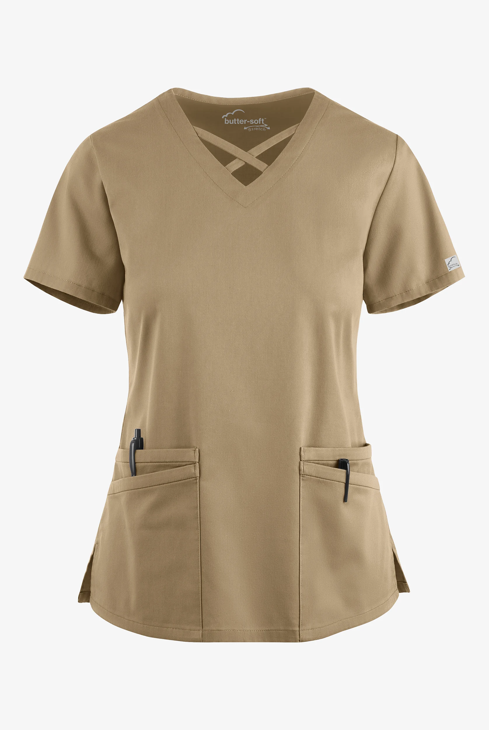 Butter-Soft STRETCH Women's 4-Pocket Crisscross Scrub Top