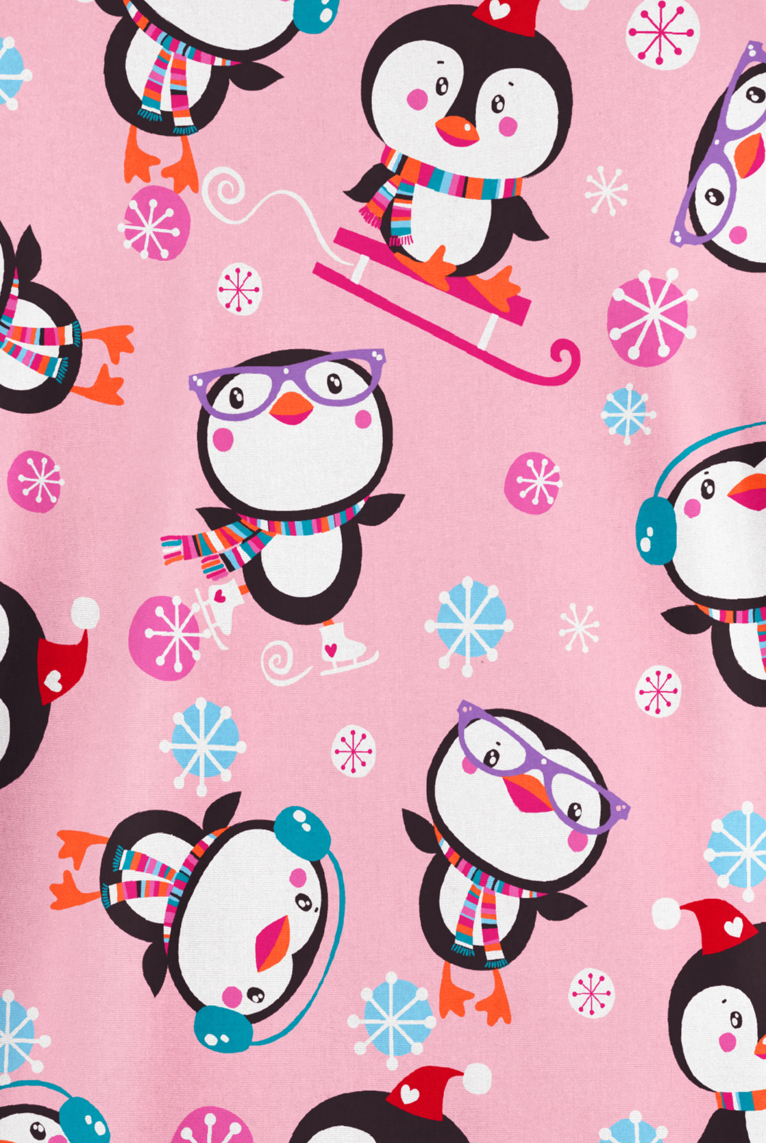 Butter-Soft Originals Penguin Playland Blush Women's 2-Pocket Classic Fit V-Neck Print Scrub Top