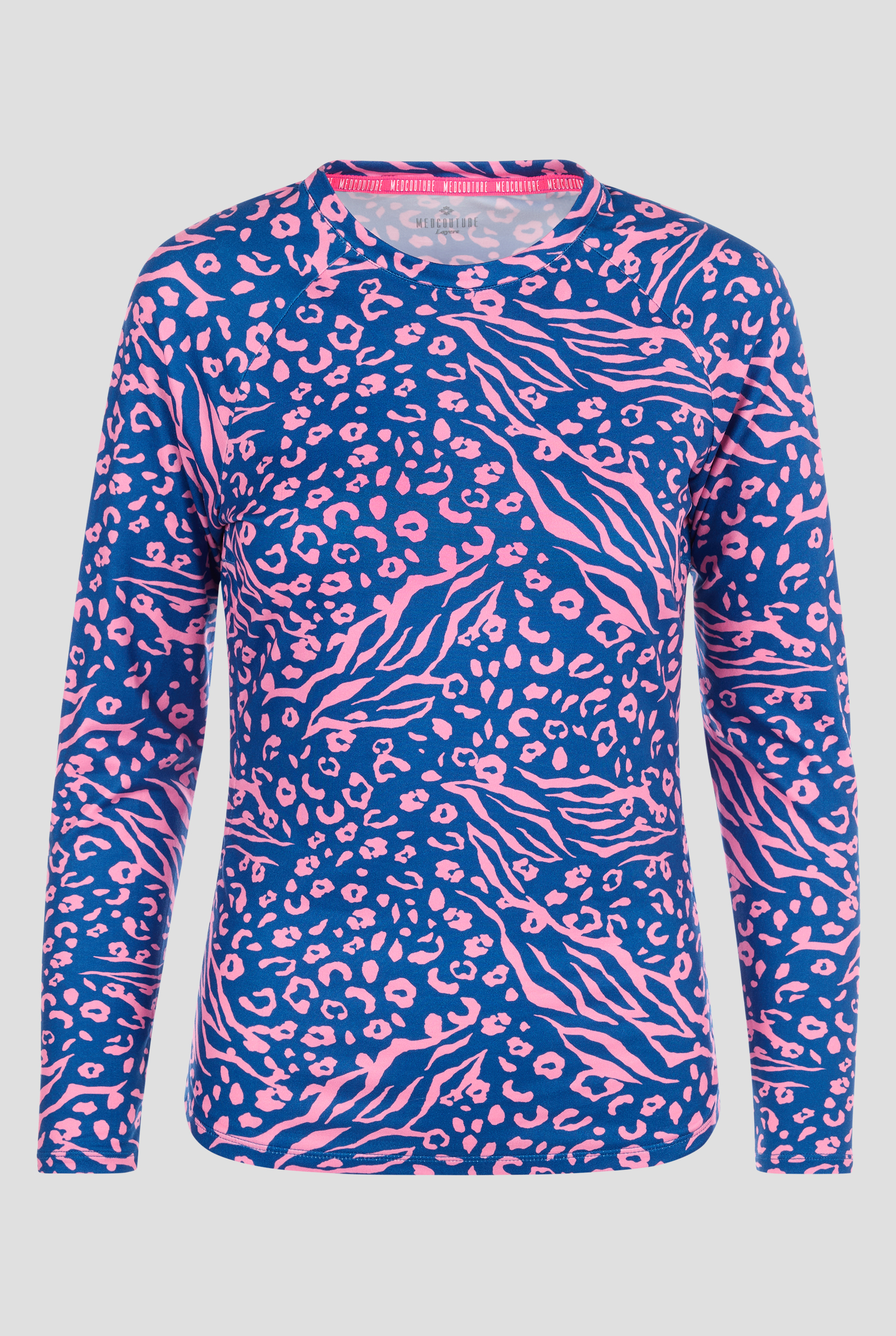 Camiseta médica Med Couture Two Tone Skin STRETCH con mangas largas fruncidas para mujer