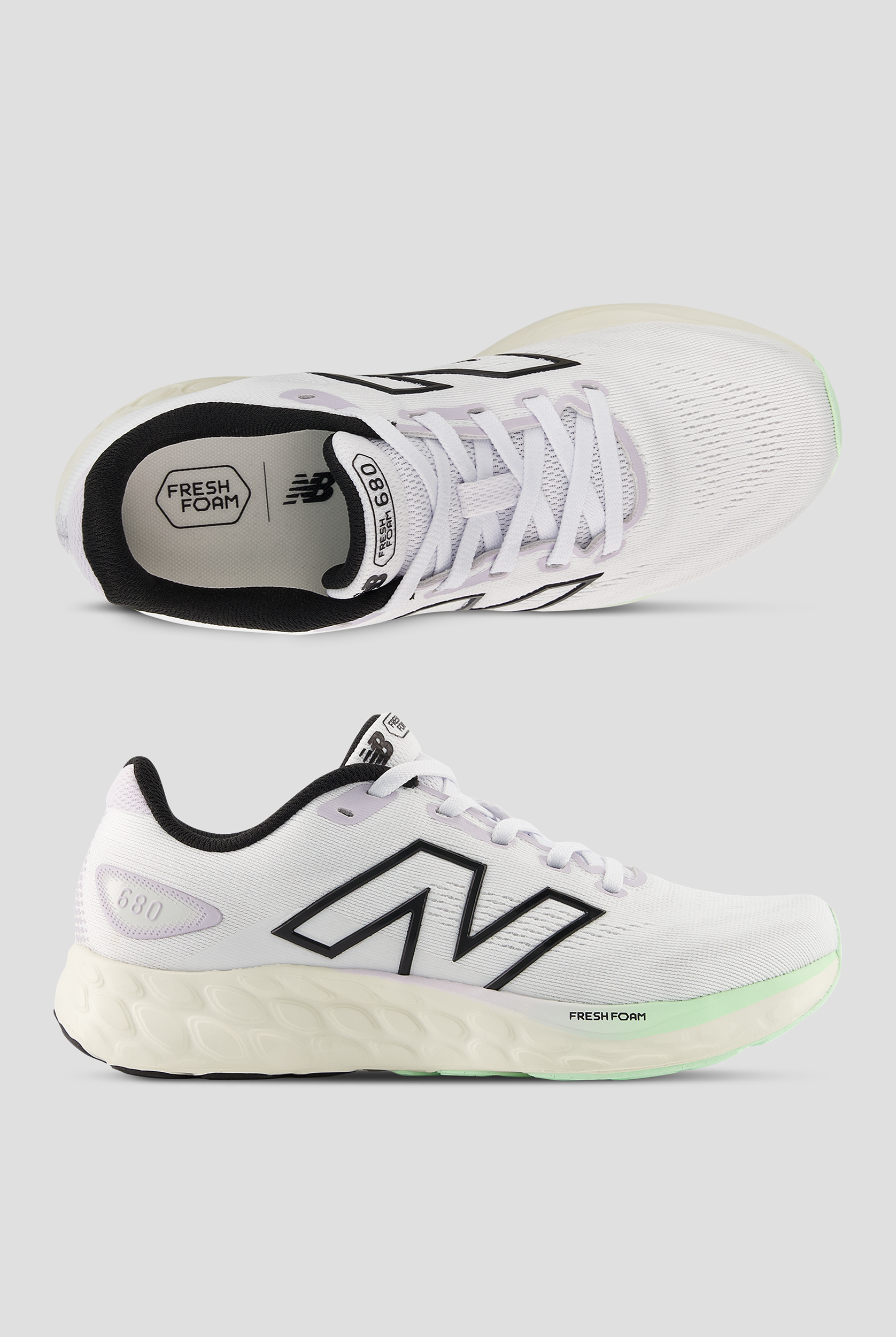 Zapatillas deportivas New Balance Fresh Foam 680 White/Grey con cordones para mujer