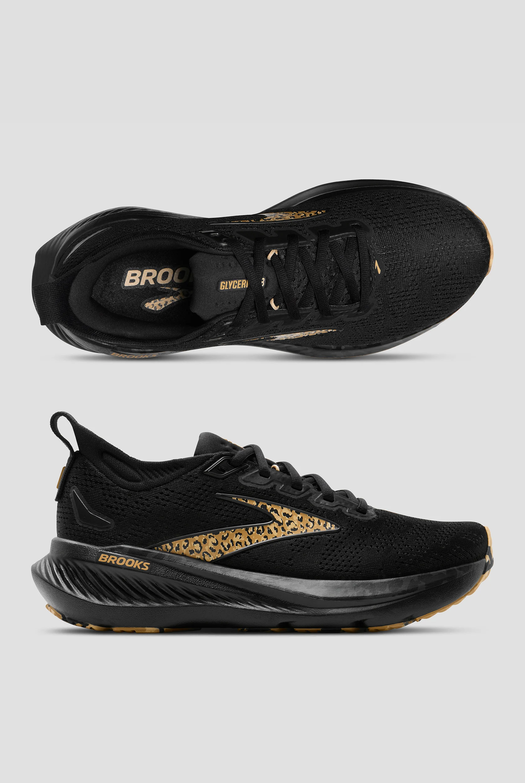 Brooks Women's Glycerin 23 Black/Asphalt/Iced Coffee Athletic Lace Up Shoes